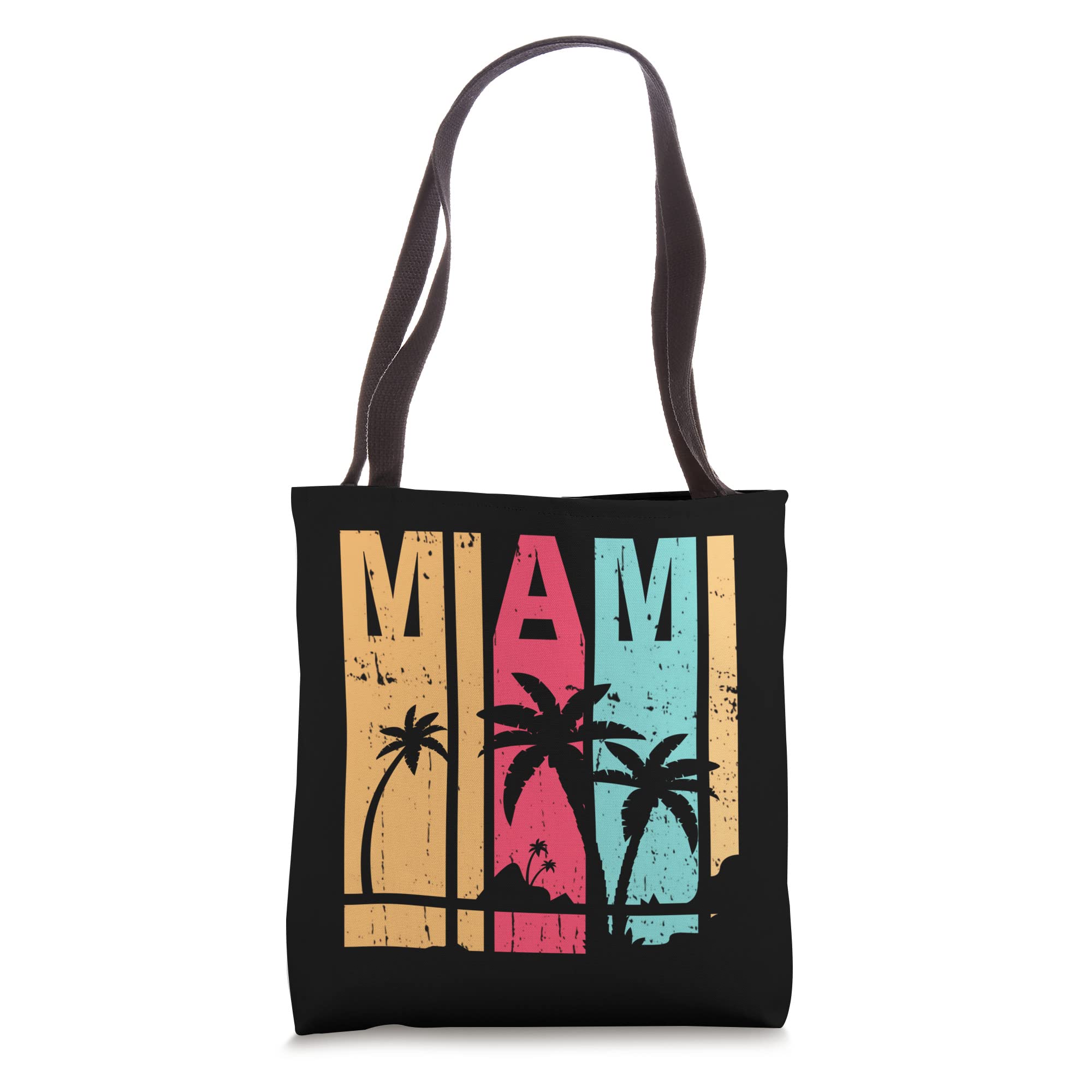 Vintage Miami Beach Florida Souvenir Tote Bag - Retro Beach Theme Gift for Women, Travel Accessories, Grocery Shopping & Beach Day Essentials