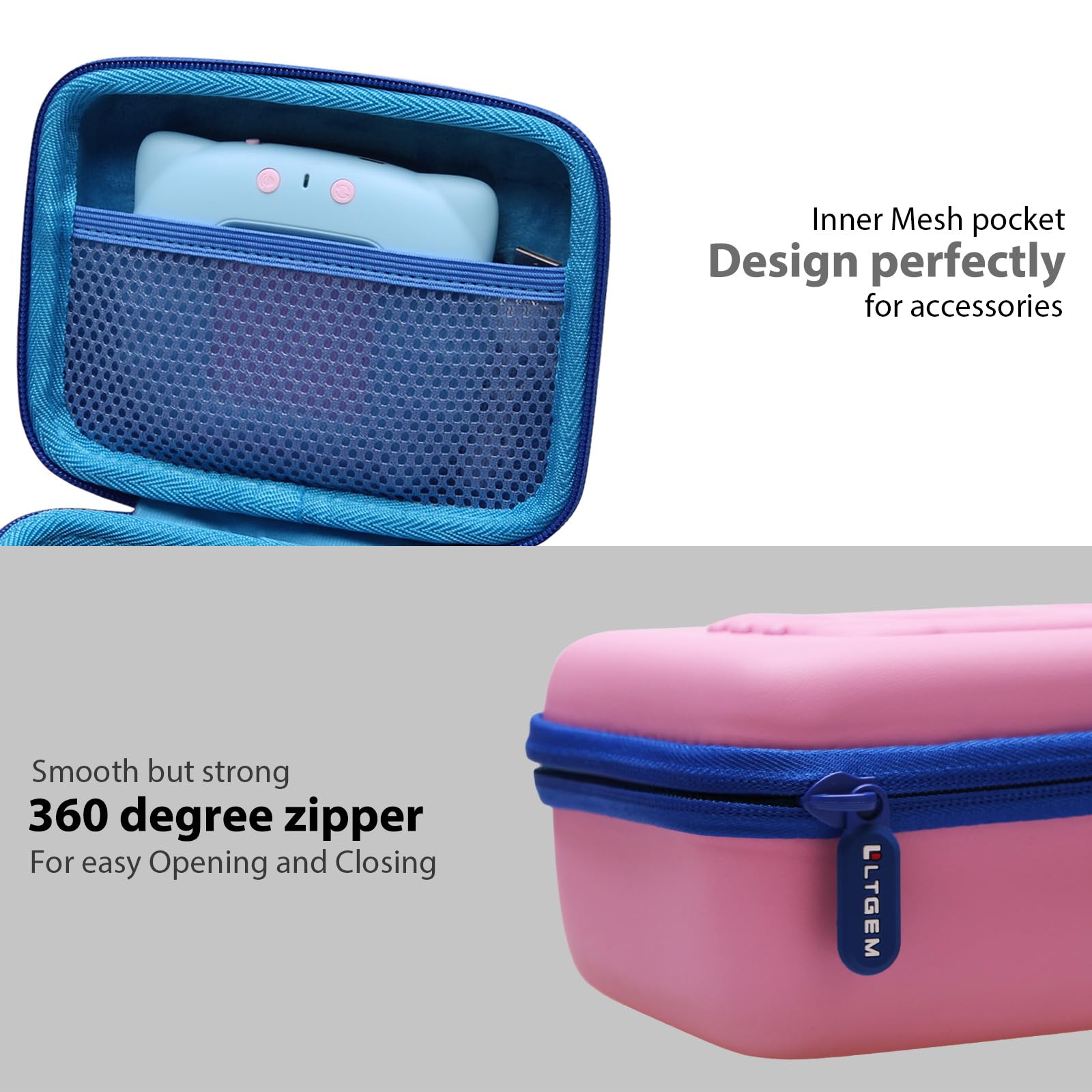LTGEM EVA Talking Flash Cards Storage Case - Compatible with QuTZ, FREE TO FLY, Ednzion & More - Portable Hard Travel Toy Organizer (Pink & Blue) - Perfect for Kids Learning, Travel & School Supplies Storage