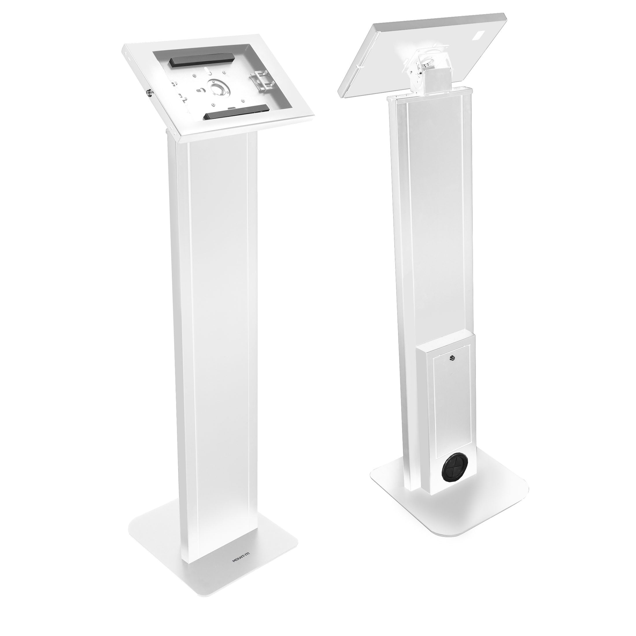 Mount-It! Anti-Theft Tablet Floor Stand Kiosk - Secure Locking Tablet Mount with Universal Enclosure for iPad 7-10, iPad Pro, iPad Air (10.2 inch & 10.9 inch) - White | Perfect for Retail Stores, Restaurants, Museums & Public Spaces