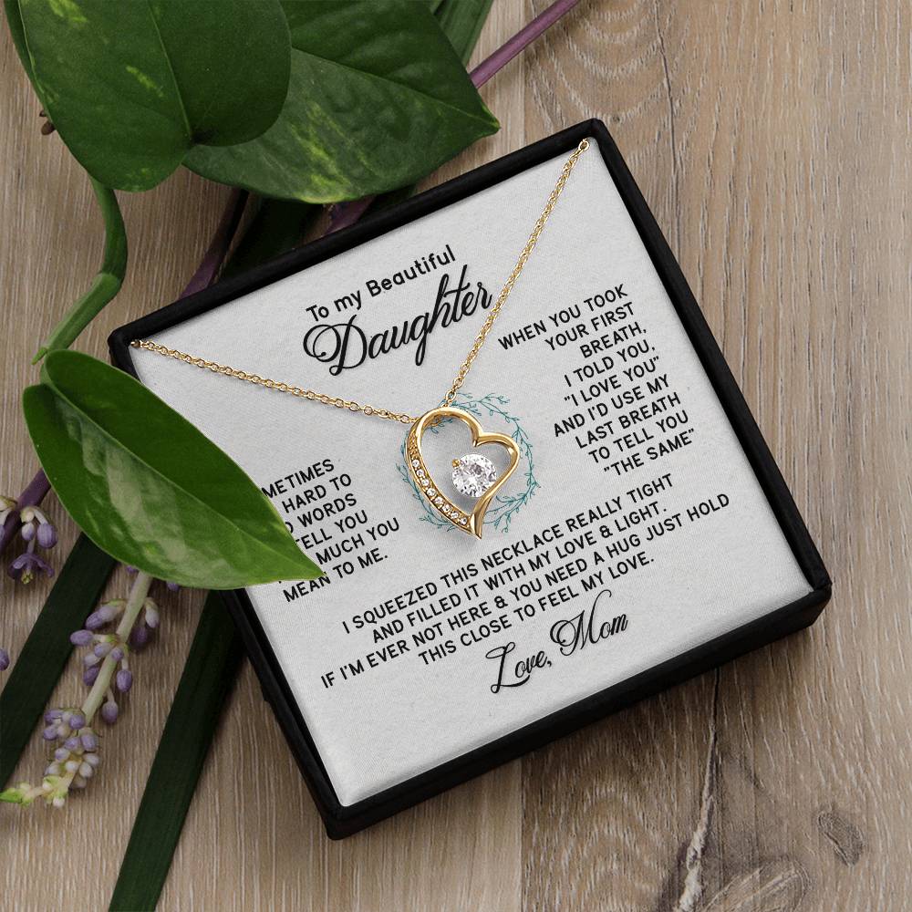 Beautiful Jewelry Necklace for Daughter - Thoughtful Gift from Mom in White or Yellow Gold Finish - Perfect for Birthdays, Graduation & Special Occasions
