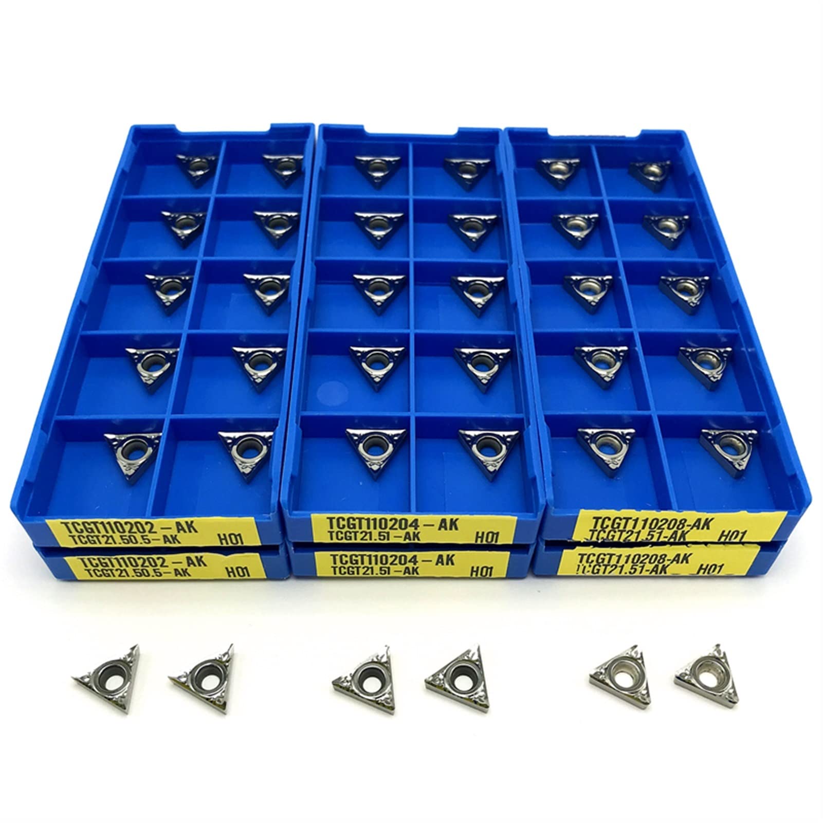 ELAXS 10PCS High Precision Aluminum Cutting Tool Set - CNC Turning Inserts for Aluminum & Copper (TCGT110208 AK H01, 20mm Shank) - Ideal for CNC Machining, Metalworking & DIY Projects
