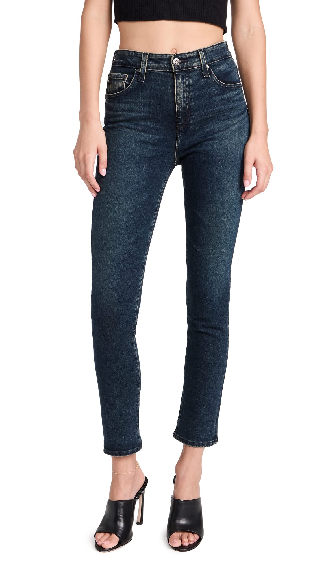 AG Adriano Goldschmied Women's Mari Straight Leg Jeans - High Waist Slim Fit Denim Pants for Casual Wear & Everyday Outfits