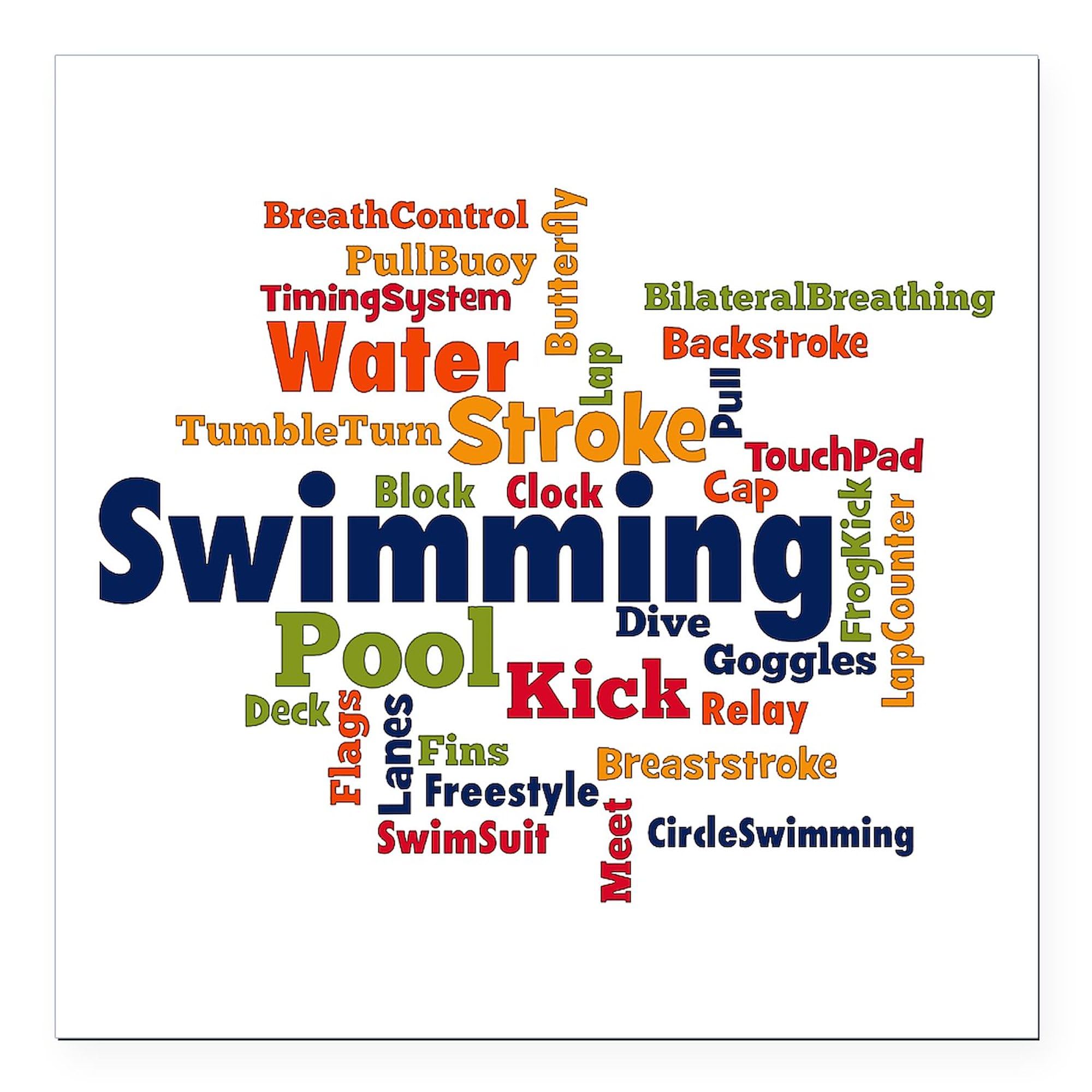 Swimming Word Cloud Square Car Magnet 3x3 Inch - Funny Magnetic Bumper Sticker for Cars, Trucks & Vehicles - Perfect for Swimmers, Swim Teams & Pool Enthusiasts