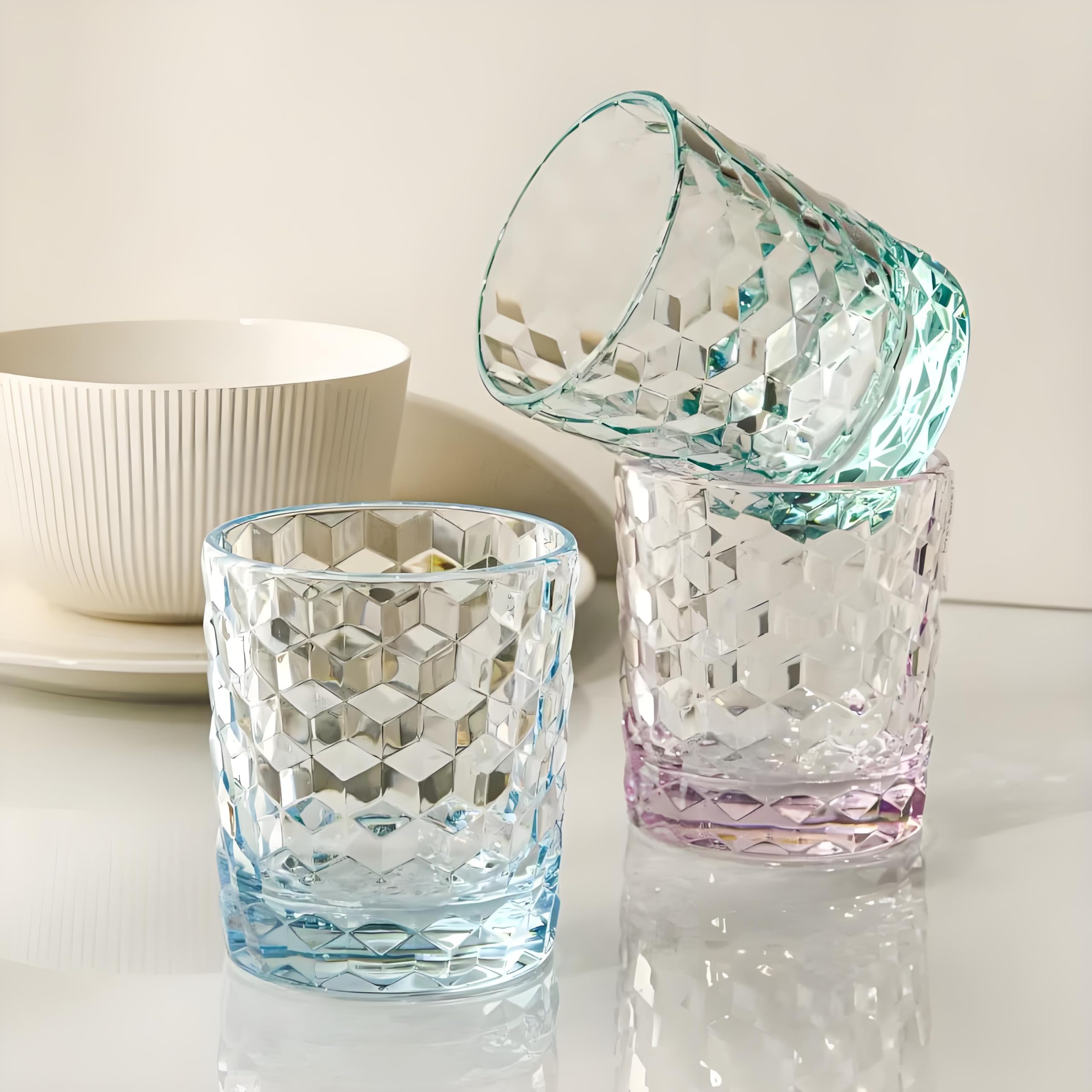 8 Oz Unbreakable Tritan Drinking Glasses - Dishwasher Safe, BPA Free, Shatterproof Plastic Cups - Set of 6 Reusable Kitchen Drinkware for Water, Juice, Cocktails (Light Blue) - Perfect for Parties, Picnics, and Everyday Use