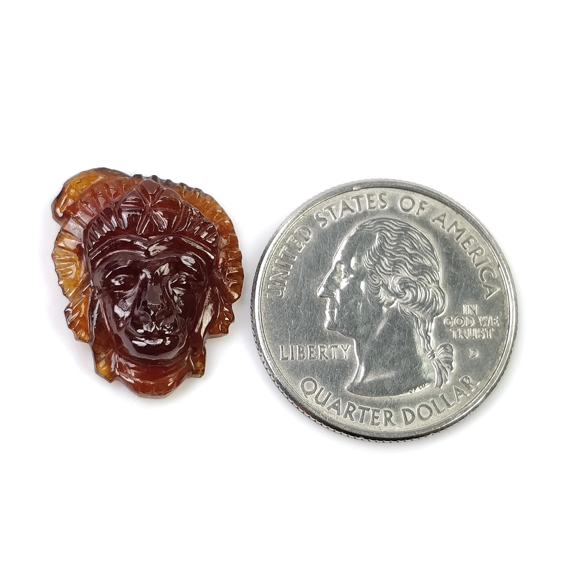 Natural Hessonite Garnet Gemstone Carving - 16.85cts Untreated Hand Carved Lord Hanuman 20x17mm | Spiritual Jewelry, Meditation Gift, Yoga Accessory | Video Included