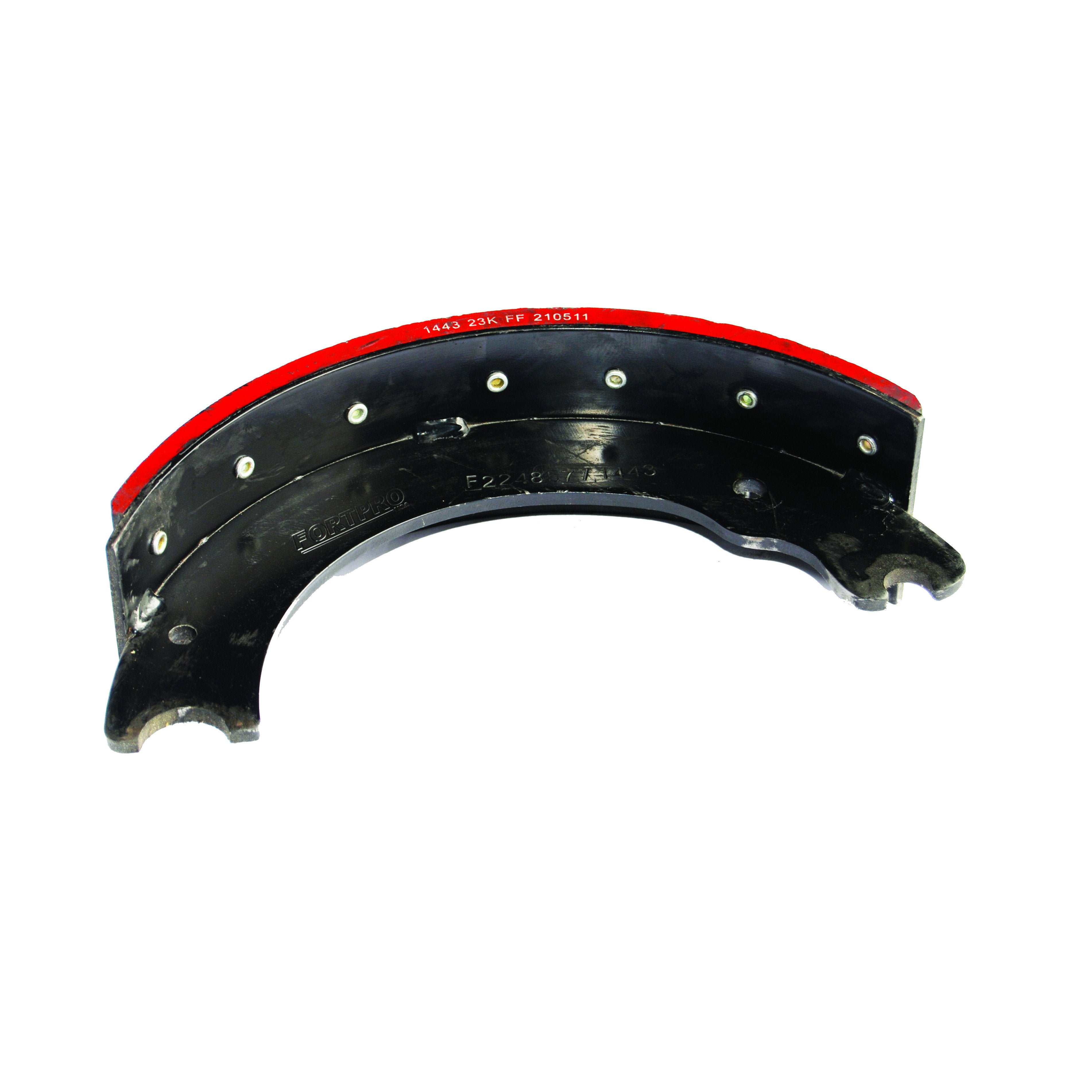 Fortpro 1443E Front Lined Brake Shoe - 23K GAWR, 15x4 Brake Size | F224857 | Heavy-Duty Truck & Trailer Brake Replacement for Improved Stopping Power
