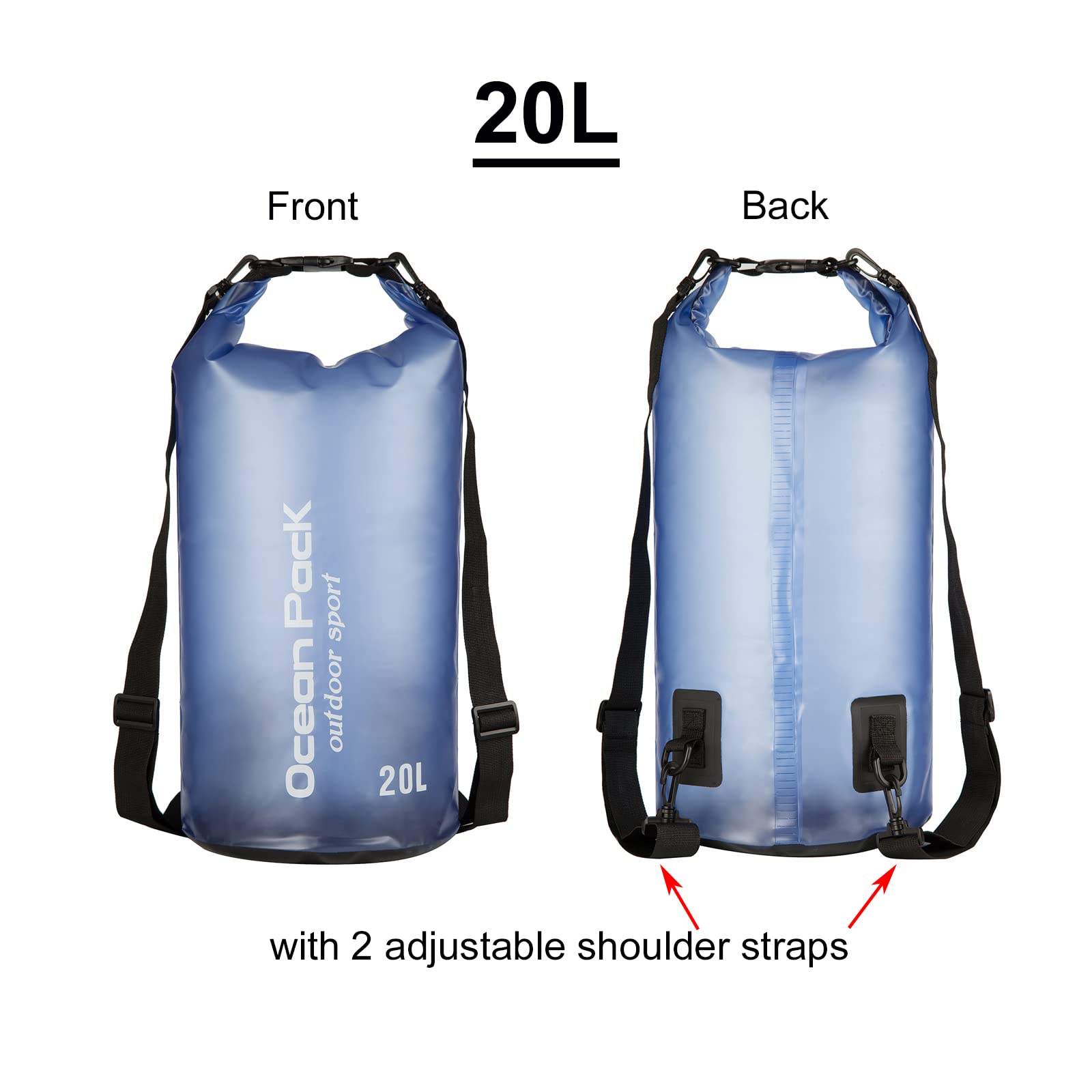 Waterproof Dry Bag 10L/20L - Floating Roll Top Backpack for Kayaking, Boating, Swimming & Outdoor Activities - Ideal for Men & Women