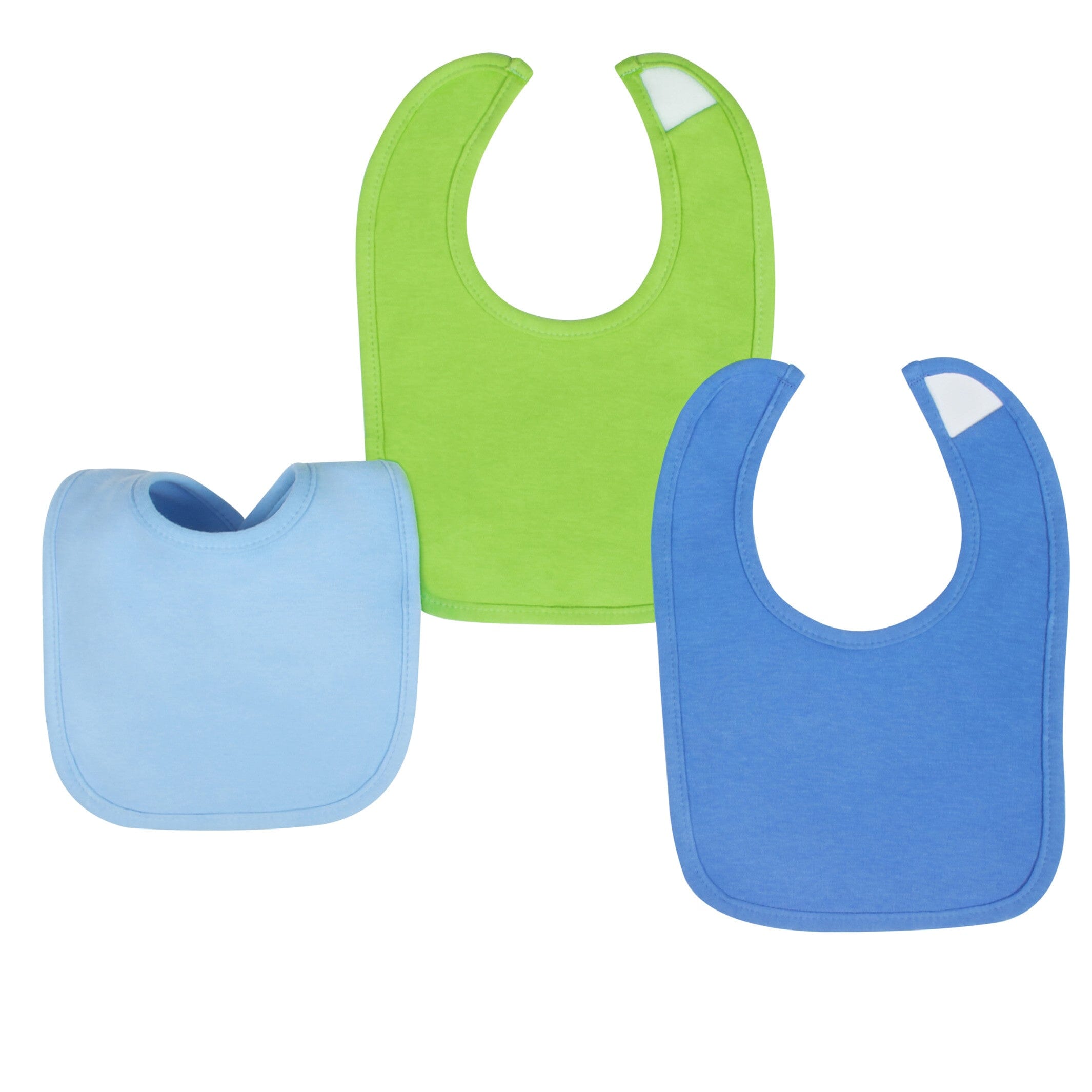 3 Pack Boys Solid Blue & Green Dribbler Bibs - Soft Cotton Drool Bibs for Babies & Toddlers - Perfect for Feeding, Teething, and Messy Playtime