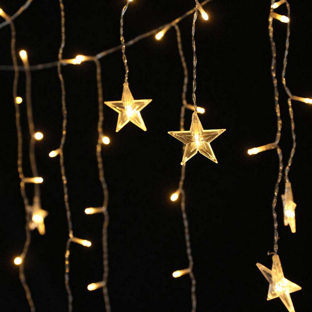 160 LED 6M/20FT Solar Powered Christmas Icicle Lights - Warm White Waterproof Outdoor String Lights for Holiday Decorations, Christmas Tree, Garden, Patio, and Roof Decor