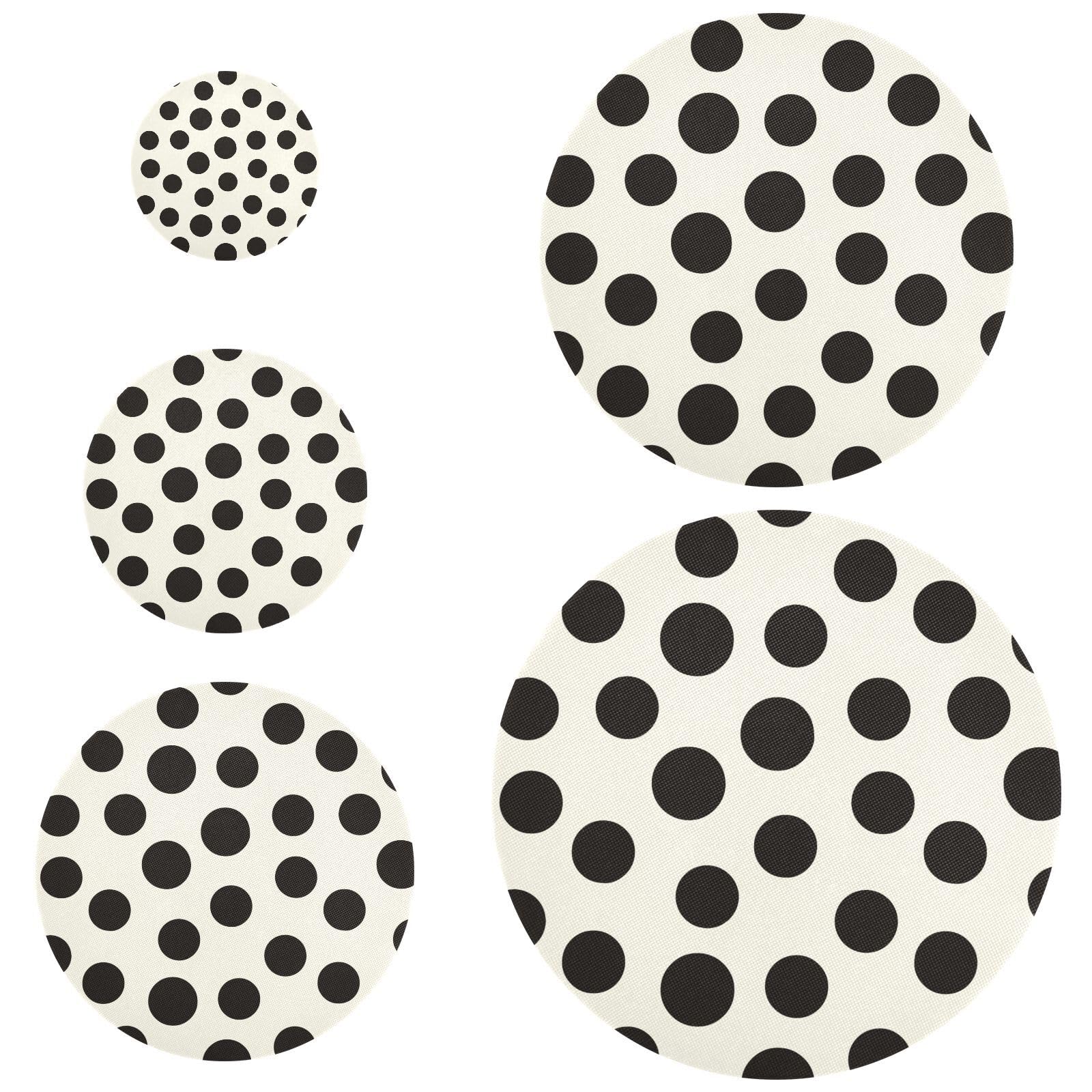 5-Pack Reusable Elastic Bowl Covers - Stretchable Fabric Food Storage Lids for Kitchen (5 Sizes, Black & White Dots) - Perfect for Fruits, Dough, Leftovers, Bread Proofing & Meal Prep