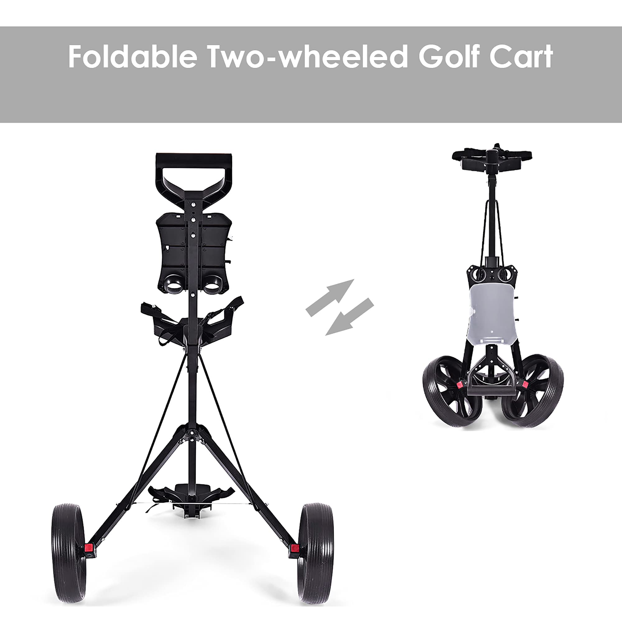 DORTALA 2 Wheel Foldable Golf Push Cart with Scoreboard - Lightweight, Easy Open/Close & Multi-Functional Golf Trolley for Men & Women | Perfect for Course Rounds, Practice Sessions & Outdoor Events