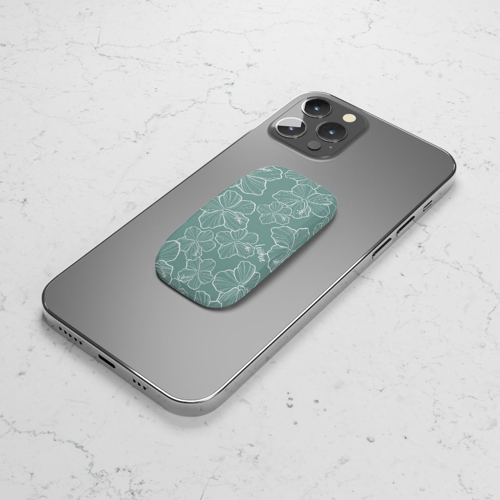 Premium Hibiscus Teal Phone Grip - Non-Slip Phone Holder with Strong Adhesive - Perfect for iPhone, Samsung & Smartphones - Ideal for Gym, Driving & Outdoor Activities