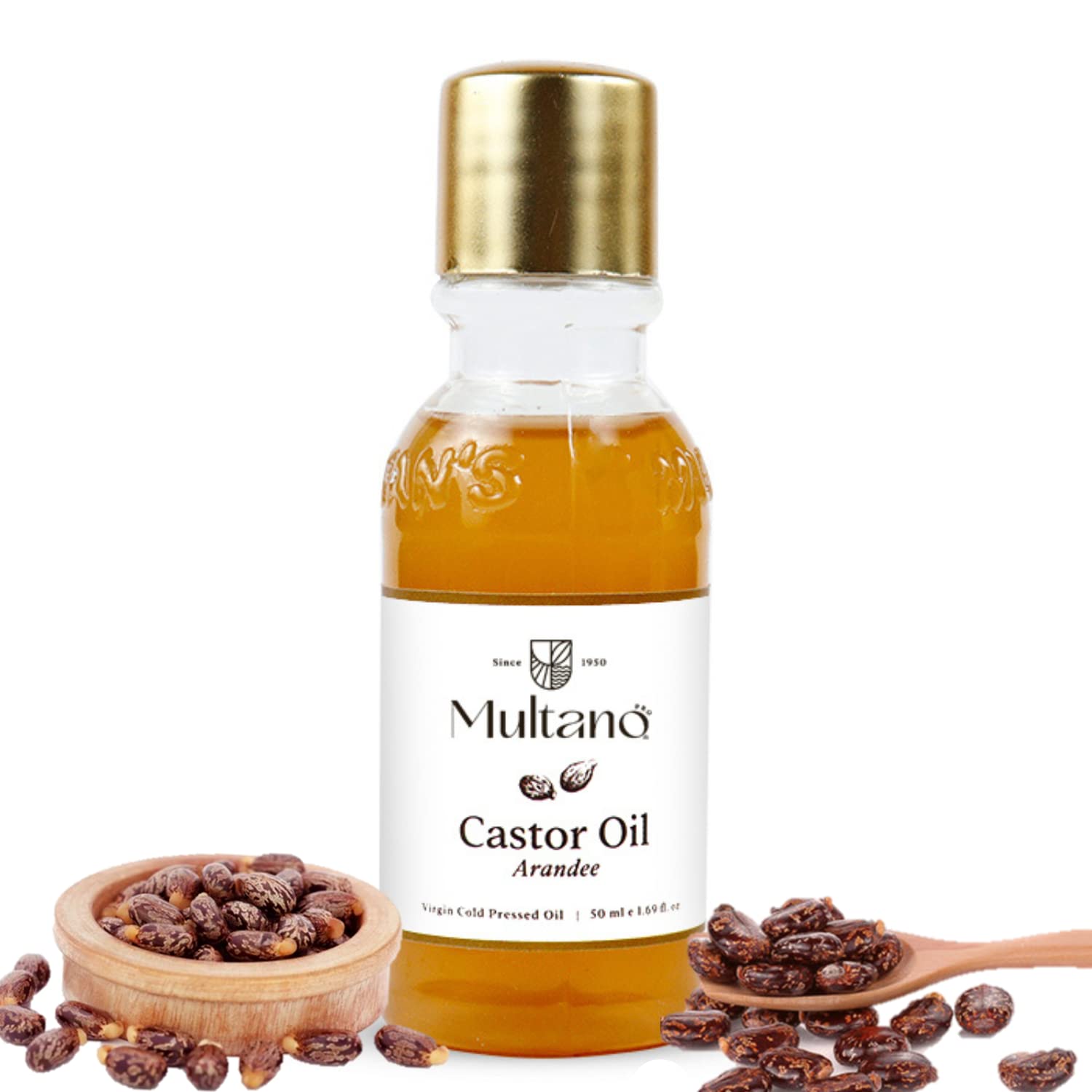 Organic Cold Pressed Castor Oil for Hair Growth, Skin Care, Eyebrows & Eyelashes - 100% Pure Virgin Castor Oil for Natural Beauty | 50ml Bottle | Perfect for DIY Beauty, Massage & Home Remedies