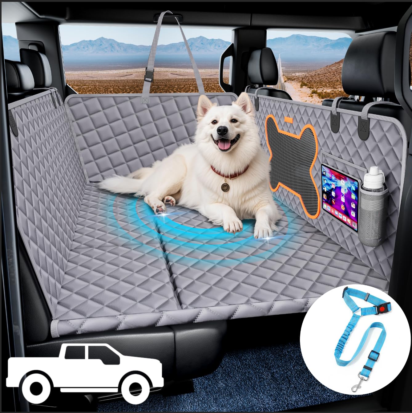 Waterproof Dog Car Seat Cover for Trucks - Heavy Duty Back Seat Protector for F150, RAM 1500, Silverado | Pet Travel Accessories & Truck Bed Protection