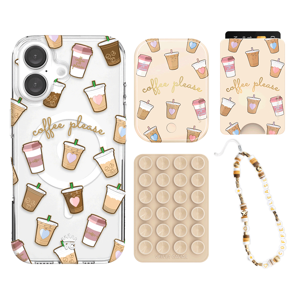 Premium Coffee First iPhone Wallet Bundle Set - Stylish & Functional Phone Case with Card Holder for Everyday Use, Travel, and On-the-Go Convenience