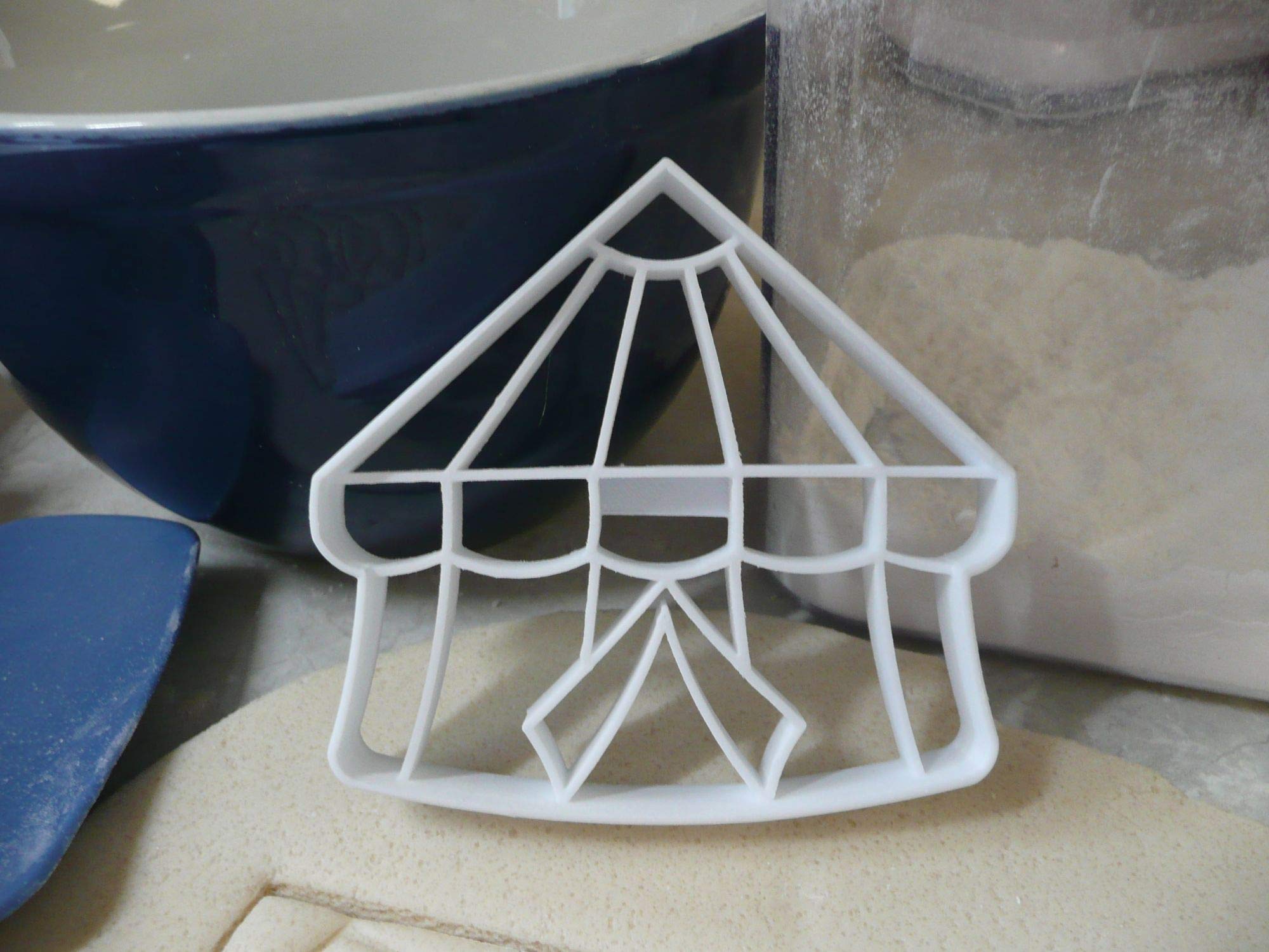Circus Tent Cookie Cutter - White Plastic Baking Decorating Tool, Hand Wash Only, Made in USA (PR2965) - Perfect for Birthday Parties, Baby Showers & Circus-Themed Desserts