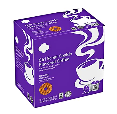 Girl Scouts Caramel Coconut Flavored Coffee Pods - Single Serve K-Cup Compatible for Keurig Brewers - Perfect for Breakfast, Office, or Afternoon Break
