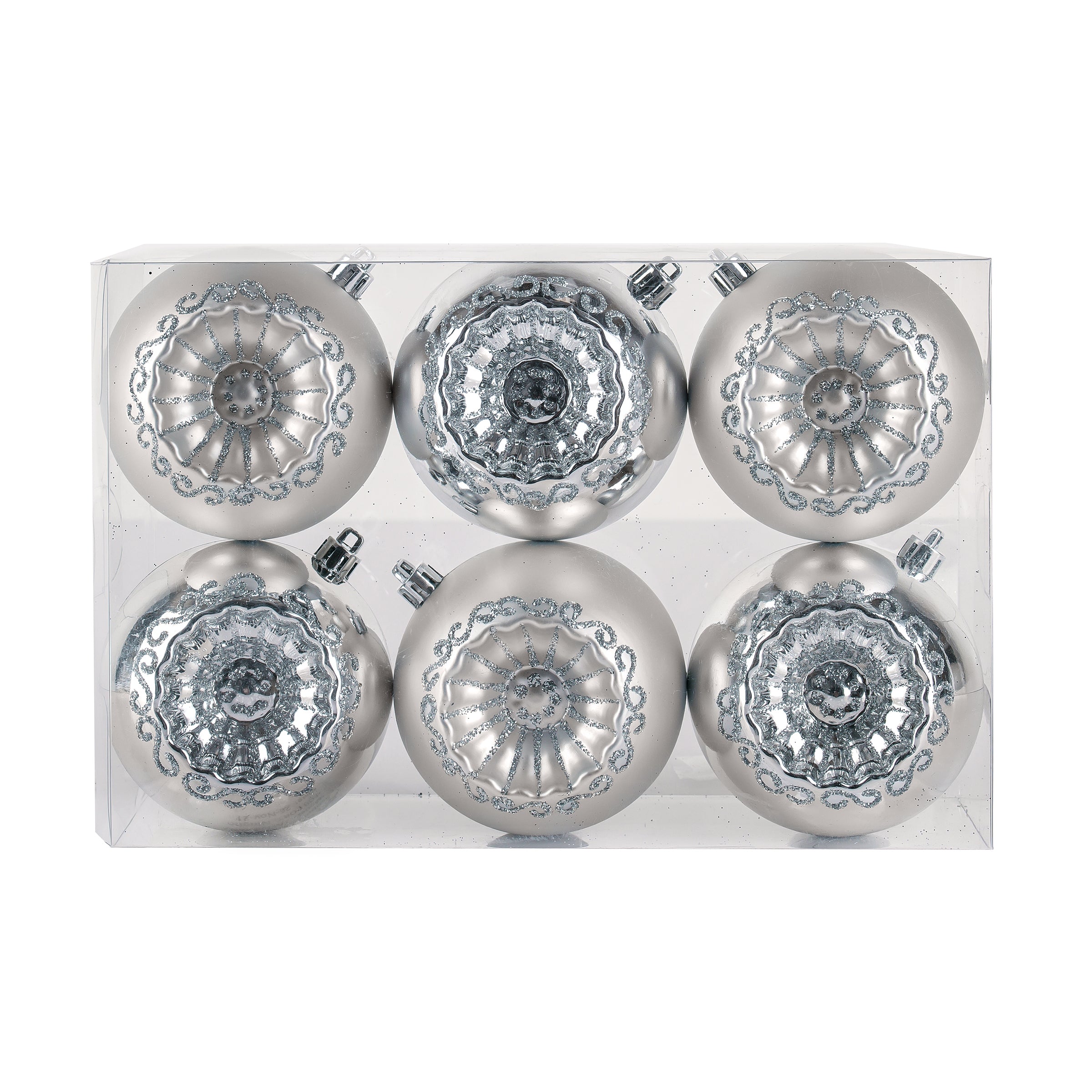 6-Piece Shatterproof Glittering Silver Christmas Tree Ornaments - Perfect for Holiday Decor, Party Favors, and Gift Toppers