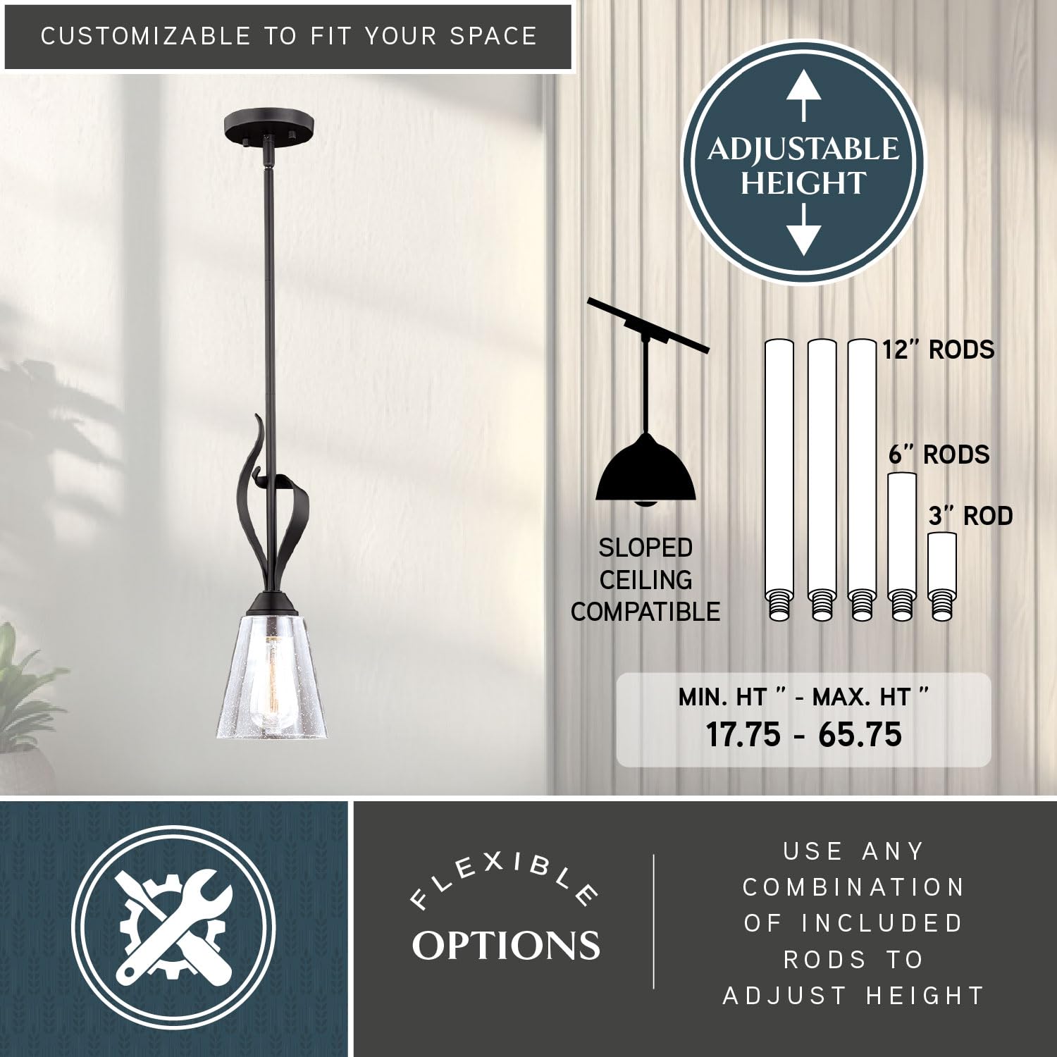 VAXCEL Bronze Mini Pendant Ceiling Light with Clear Glass Shade - Modern Lighting Fixture for Kitchen Island, Dining Room, or Bedroom