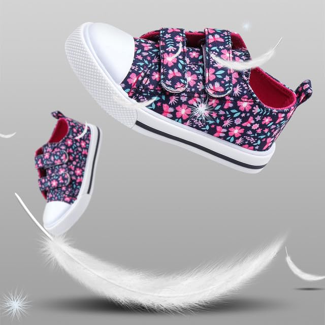 **Toddler Girls Canvas Sneakers - Cute Cartoon Hook & Loop Shoes for Kids - Perfect for Playtime, School & Everyday Wear**