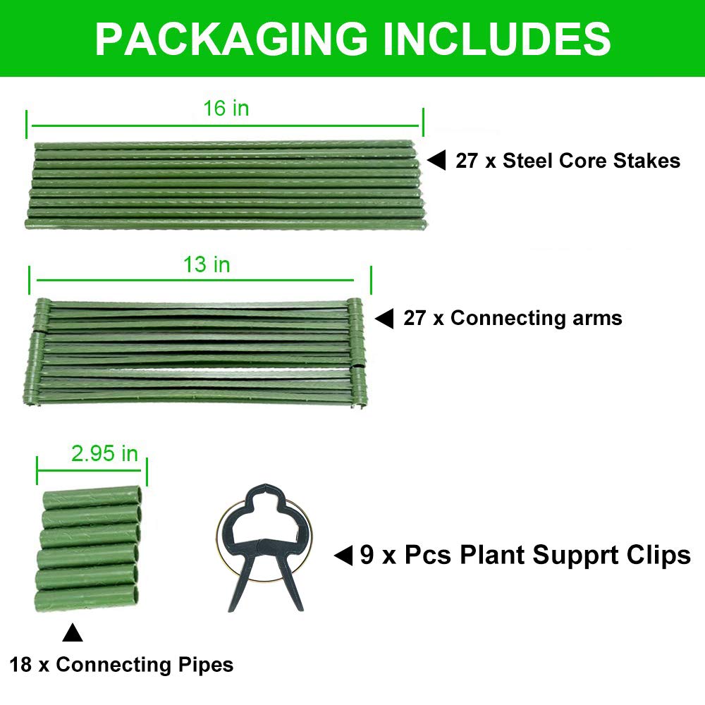 Derlights Adjustable Tomato Cages 3-Pack - Sturdy Plant Supports for Tomatoes, Peppers & Climbing Vegetables with 9 Clips - Ideal for Home Gardens, Raised Beds & Container Planting