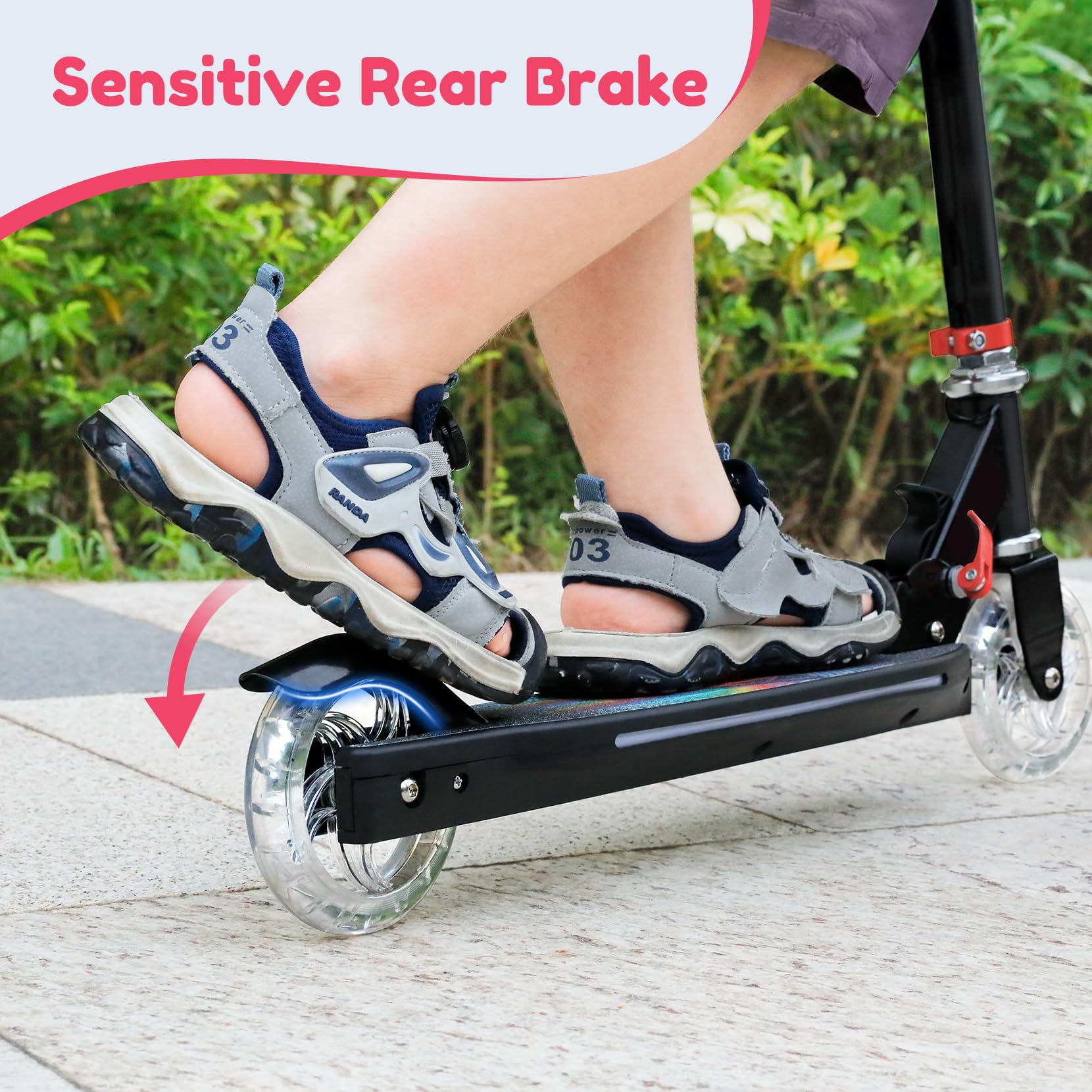 TONBUX 2 Wheel Kick Scooter for Kids Ages 5-12 - Adjustable Height (3 Levels), LED Light-Up Wheels & Deck, Foldable & Lightweight Design - Perfect for Commuting to School, Park Rides & Neighborhood Fun