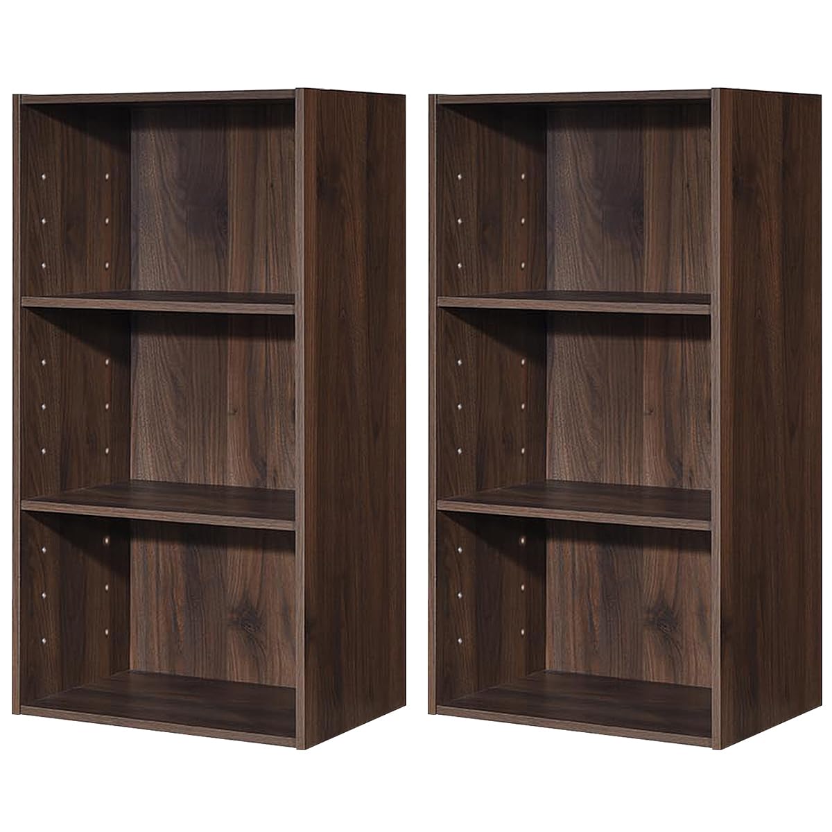 Giantex 2-Tier Open Bookcase Shelf - Brown Wooden Storage Cabinet for Home Office, Bedroom & Living Room | Multi-Functional Display Shelf for Books, Decor & Organizing