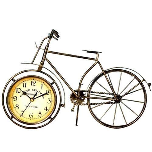 Vintage Silent Iron Bike Bicycle Clock - Retro Home Office Decor, Living Room & Study Table Decoration, Unique Gift for Friends (Bronze) - Perfect for Cycling Enthusiasts & Vintage Home Decor Lovers