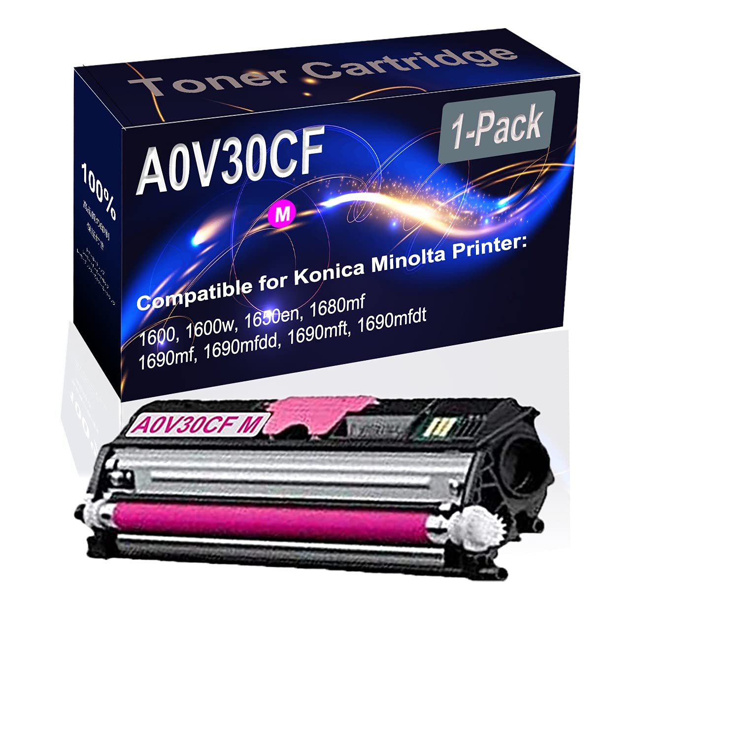 High Capacity Compatible Magenta Toner Cartridge for Konica Minolta 1600/1600w/1650en/1680mf Printers - Replacement for A0V30CF - Ideal for Office & Home Printing Needs