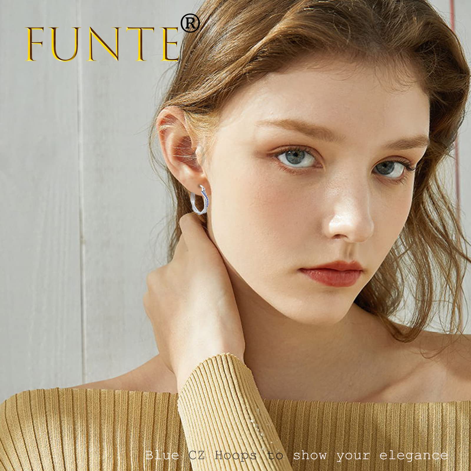 FUNTE® 925 Sterling Silver Hoop Earrings for Women - Lightweight Twisted Hoops with Cubic Zirconia, 20MM/30MM Size Options | Elegant Everyday Jewelry, Perfect for Office, Date Night & Special Occasions