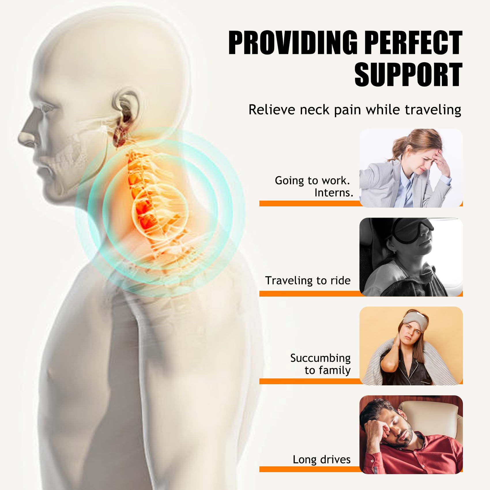 Memory Foam Neck Travel Pillow - Ergonomic Support for Airplanes, Offices & Cars - Portable Headrest for Comfortable Sleep - Perfect for Long Flights, Road Trips & Work Breaks
