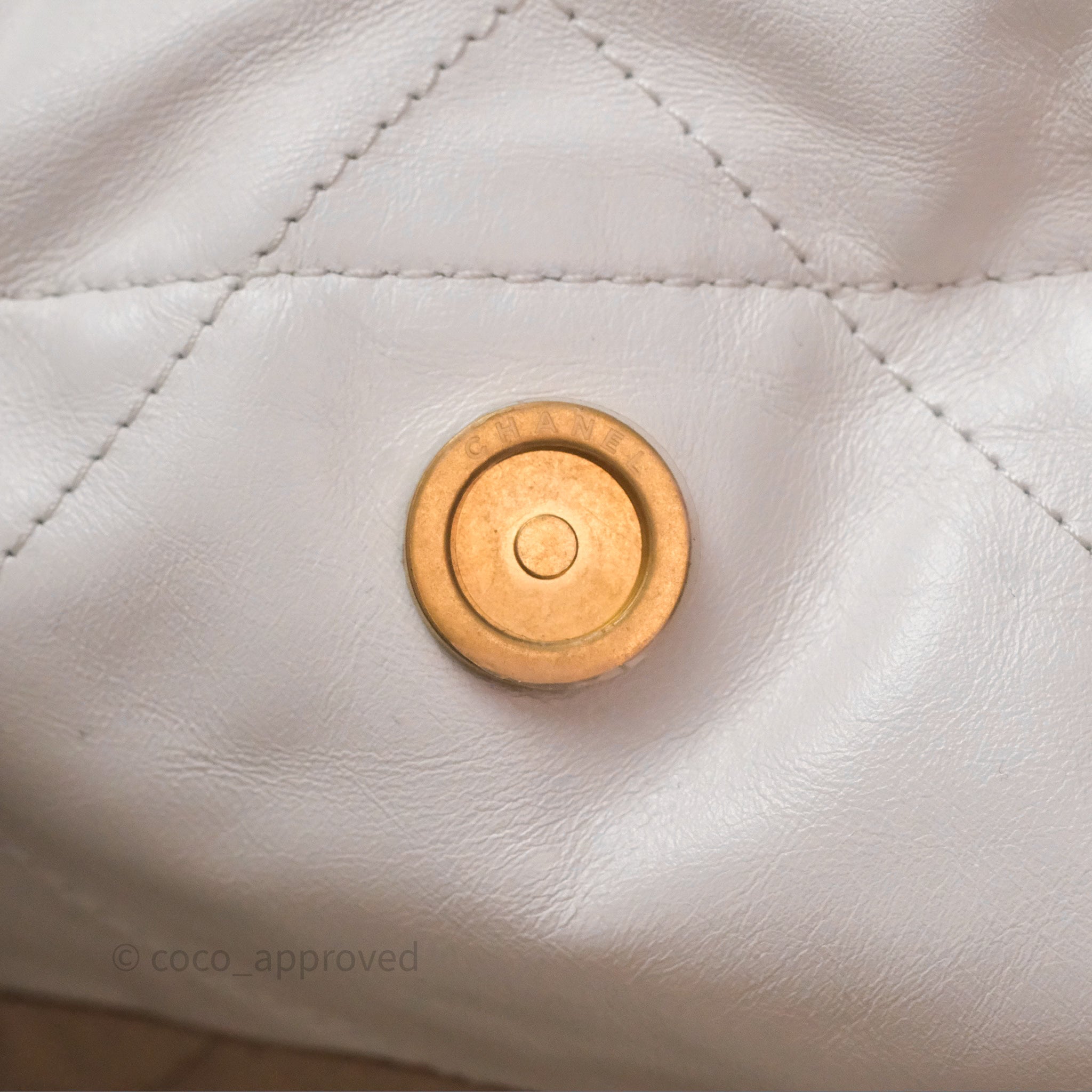 Chanel 22 Small White Shiny Calfskin Bag with Aged Gold Hardware - Luxury Crossbody Purse for Women, Perfect for Date Night & Special Occasions