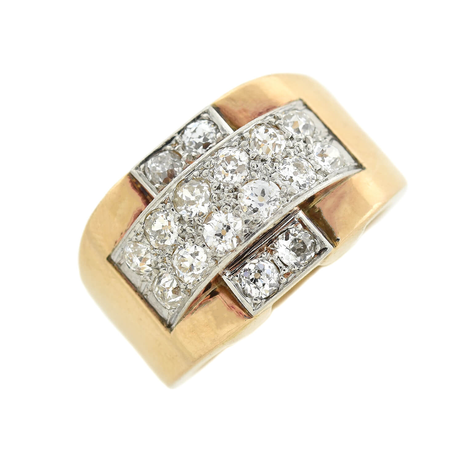 14K Gold & Platinum Vintage Diamond Statement Ring for Women - Elegant Jewelry Gift for Anniversary, Engagement & Special Occasions