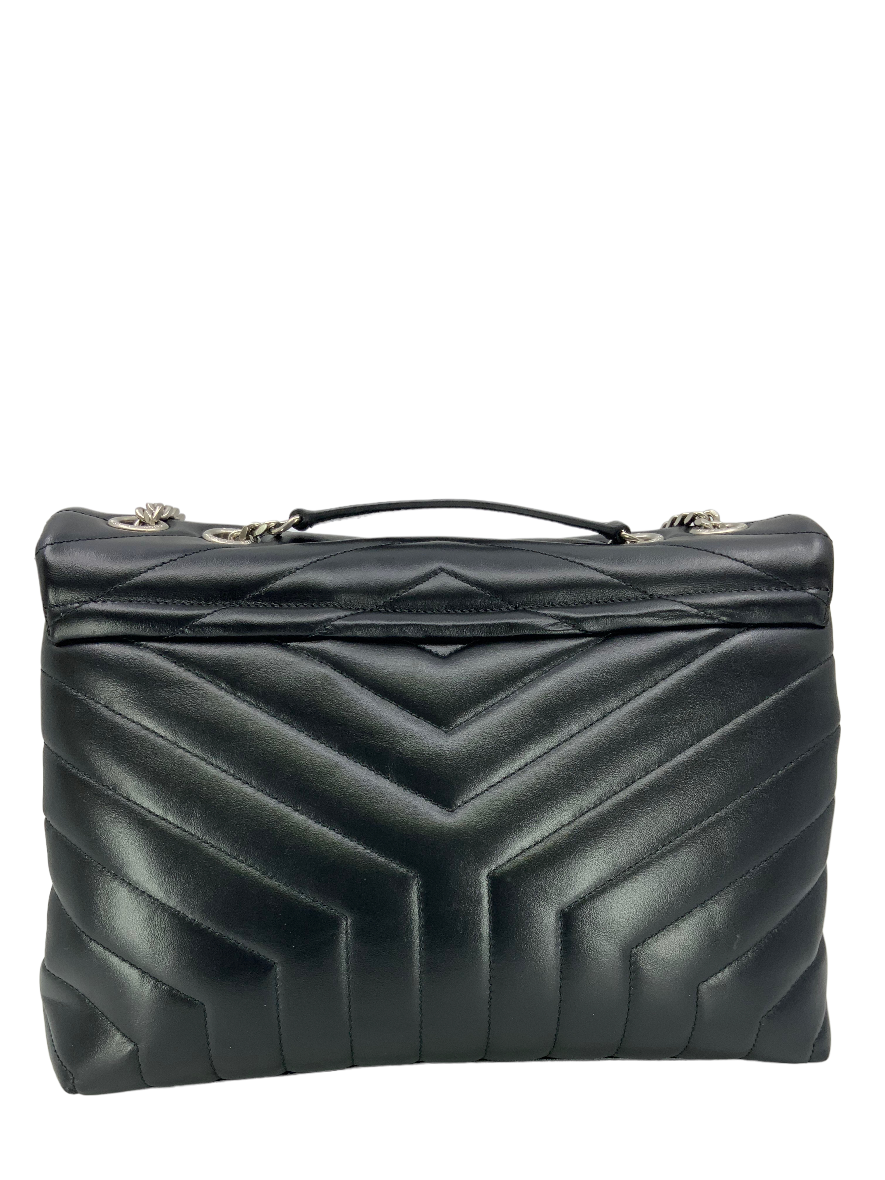 SAINT LAURENT Loulou Medium Shoulder Bag - Genuine Calfskin Leather, Gold-Tone Hardware - Perfect for Work, Evening & Special Occasions