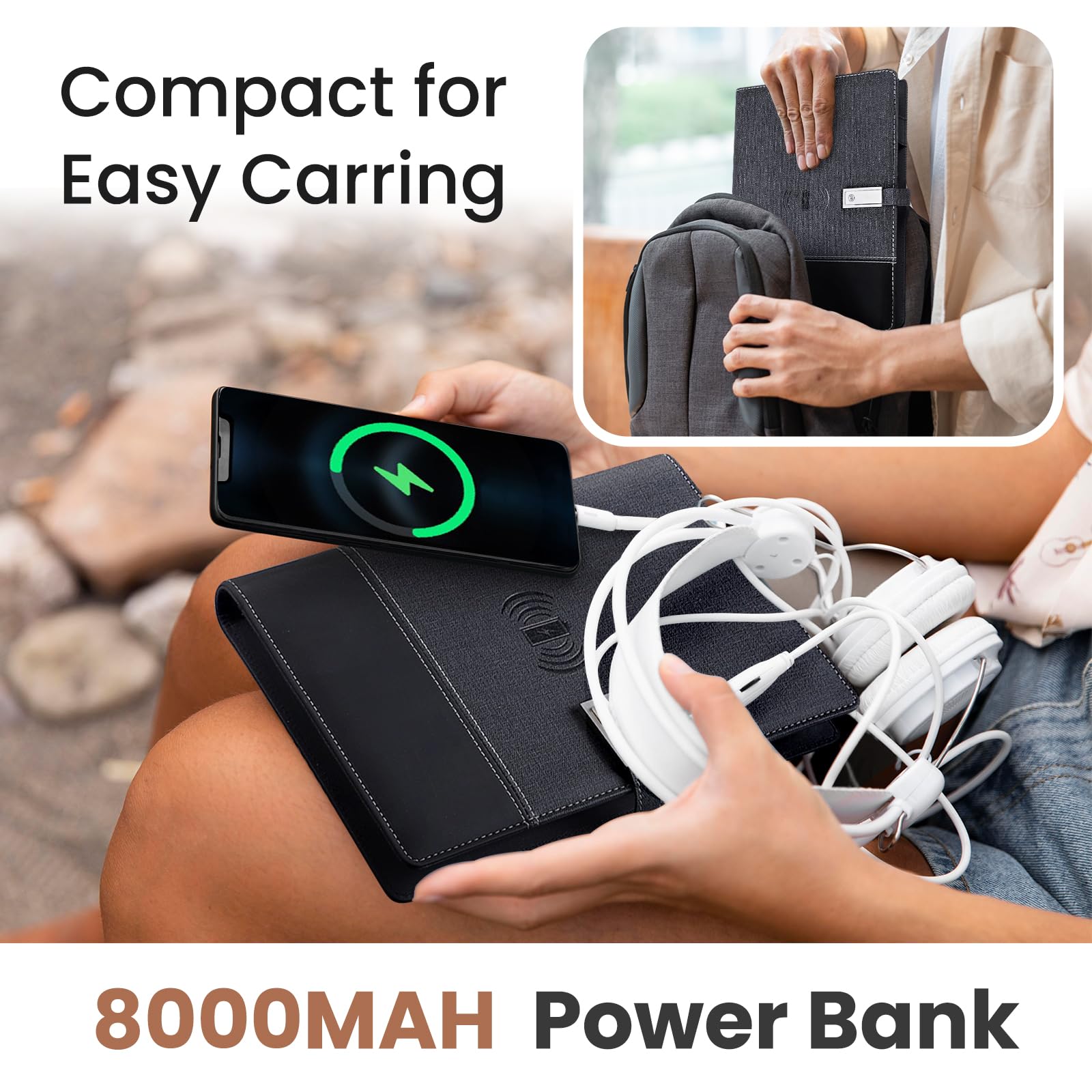 2025-2026 Planner with Book Light & 15W Wireless Charger | Traveler's Notebook with Power Bank | A5 Binder Journal & Padfolio Set for Men & Women | Perfect for Office, School, Travel and Daily Organization