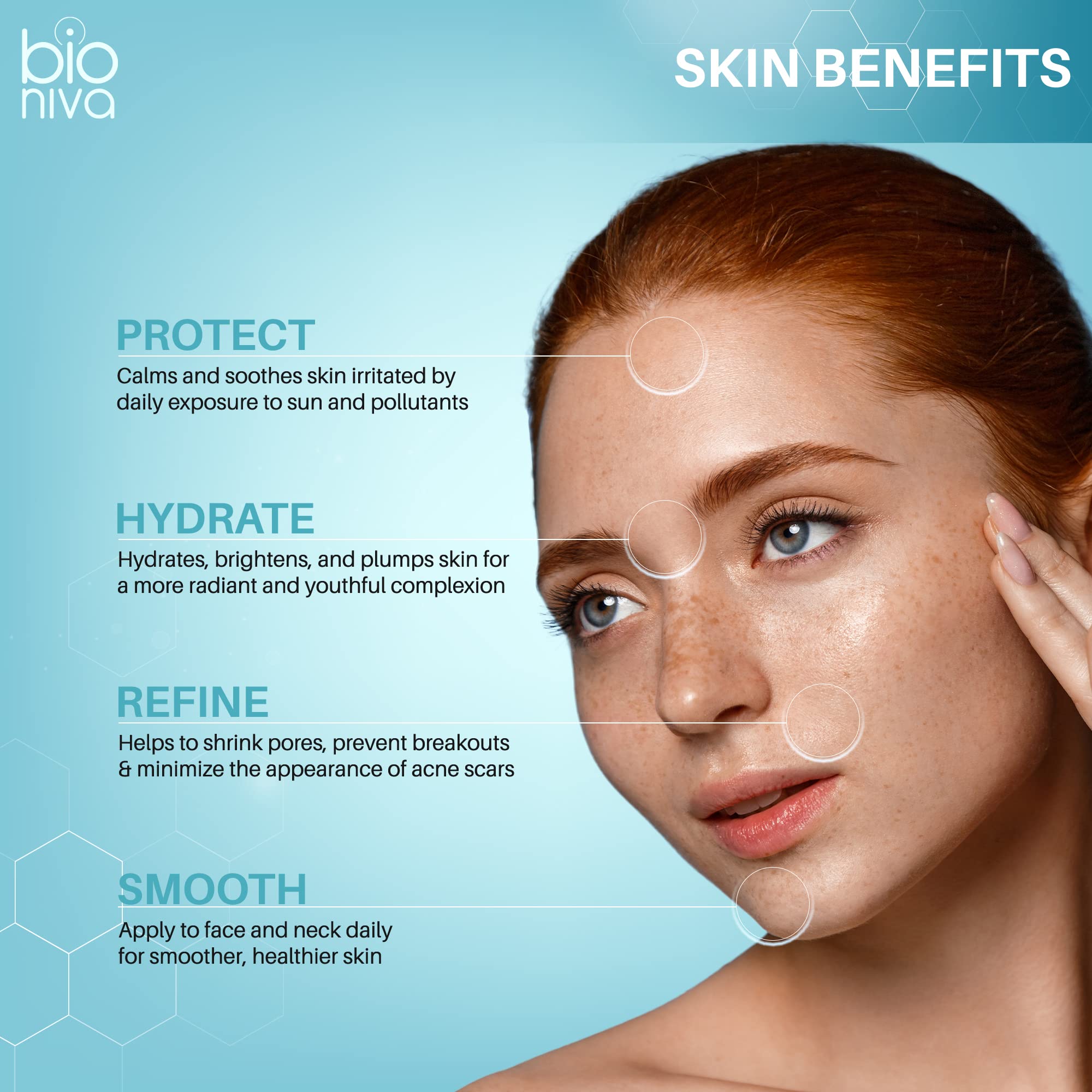 Bioniva Hyaluronic Acid Serum with Vitamin C & E - Anti-Aging Collagen Booster for Face, Organic Vegan Moisturizer with Green Tea, Aloe Vera & Jojoba Oil (60ml) - Perfect for Dry Skin & Wrinkle Reduction in Daily Skincare Routine