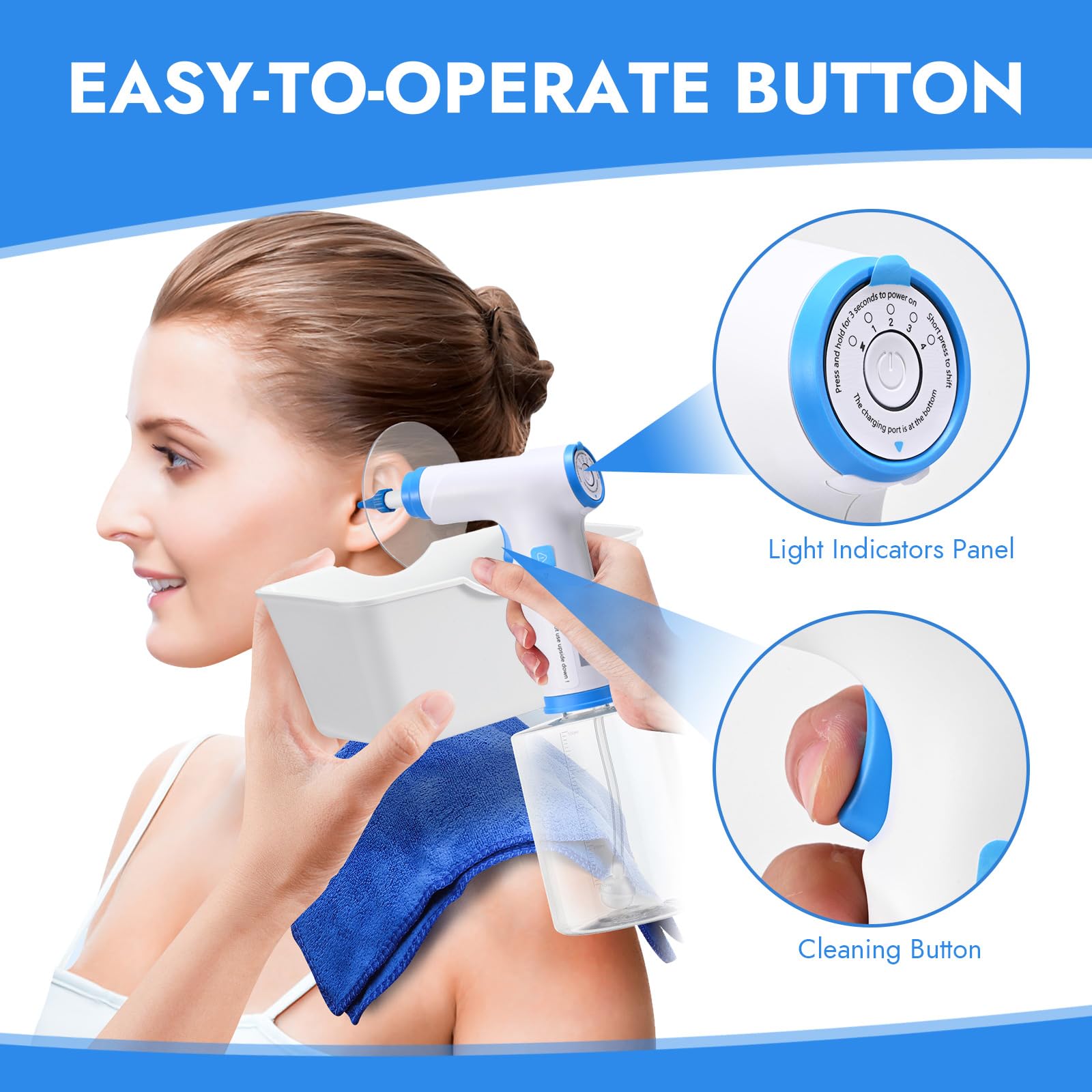 Niest 500ML Electric Ear Wax Removal Tool - Rechargeable Ear Cleaner with 4 Cleaning Modes, 15 Tips & Water Basin for Safe Ear Hygiene | Perfect for Home Use, Travel & Professional Ear Care
