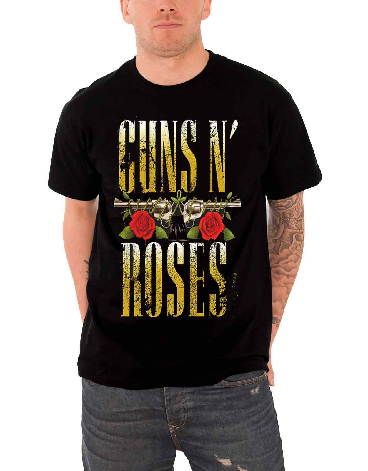 Guns N’ Roses Men's Slim Fit Big Guns T-Shirt - Black Band Tee for Concerts, Casual Wear & Rock Fans