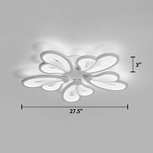 5-Headed Heart-Shaped LED Semi-Flush Mount Ceiling Light Fixture - 65W Modern Acrylic Chandelier with White Metal Canopy (110-120V, White Light) - Perfect for Living Room, Bedroom, Dining Room & Restaurant Lighting Decor