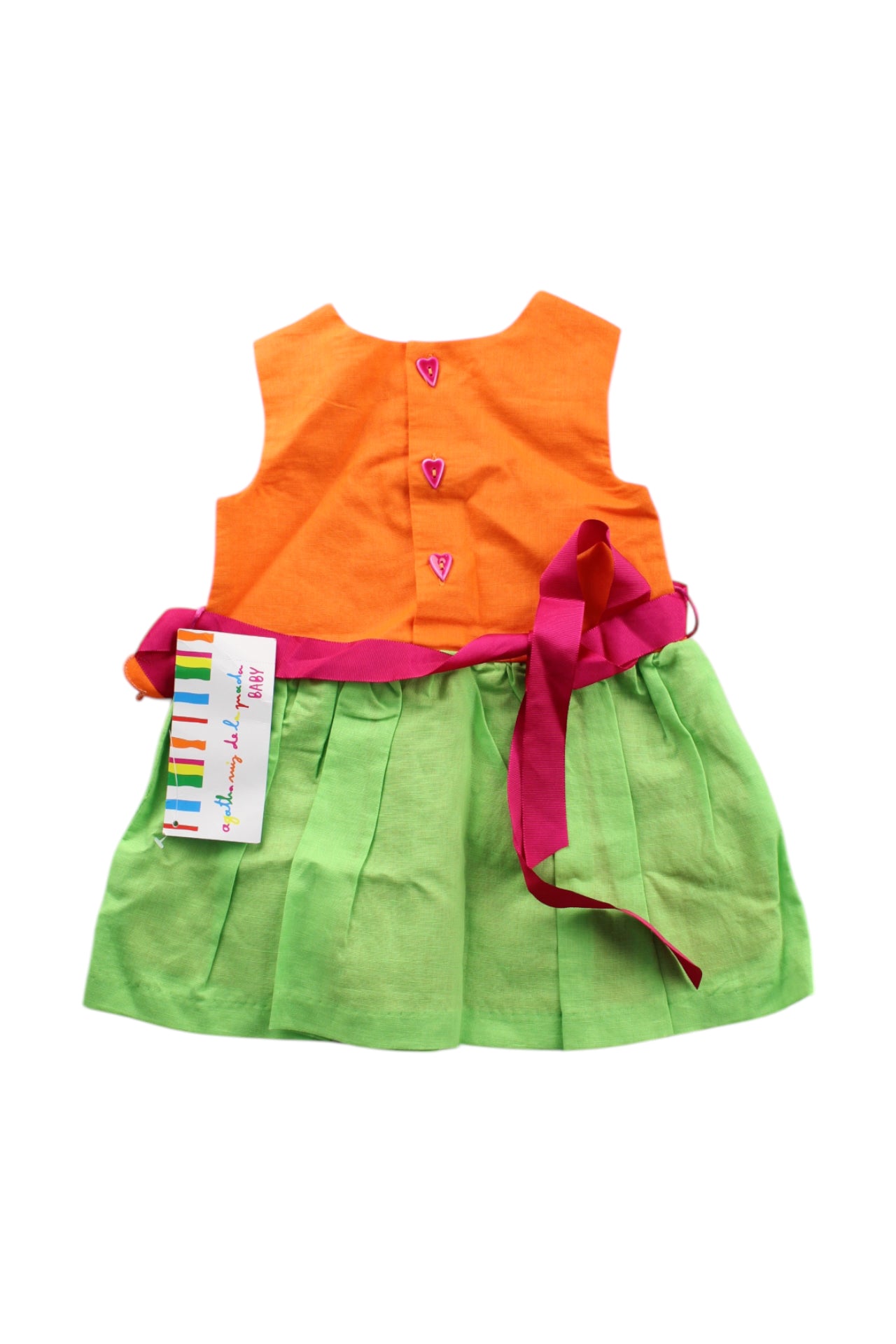 Agatha Ruiz De La Prada Sleeveless Baby Dress with Decorative Belt - 6-12 Months | Stylish Outfit for Special Occasions & Photo Shoots