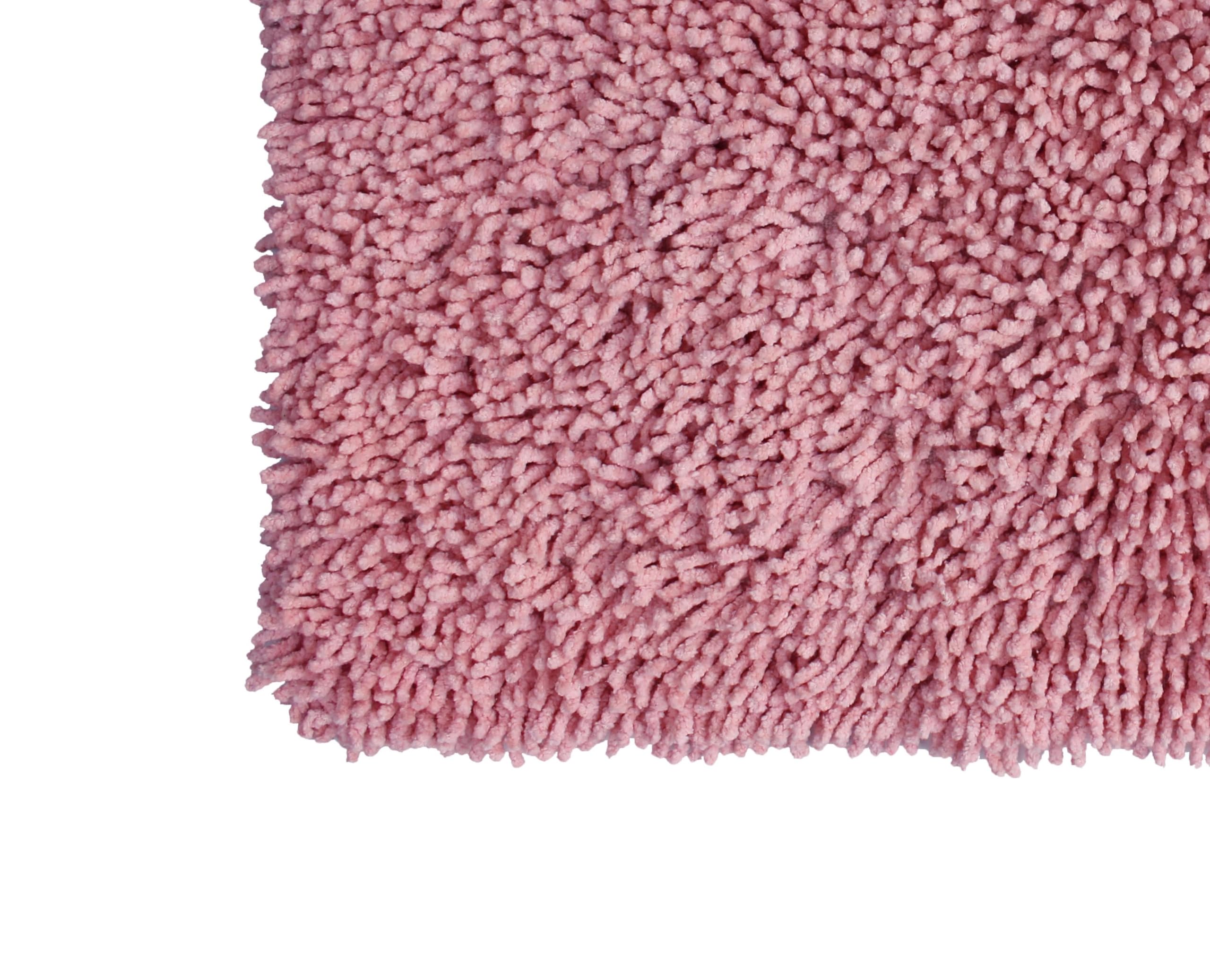 Home Weavers Fantasia 100% Cotton Bath Rug Set - Ultra Soft, Absorbent & Washable Non-Slip Bath Mats for Bathroom & Kitchen - 5 Piece Contour Set in Pink - Perfect for Bathroom Safety, Spa Relaxation & Home Decor