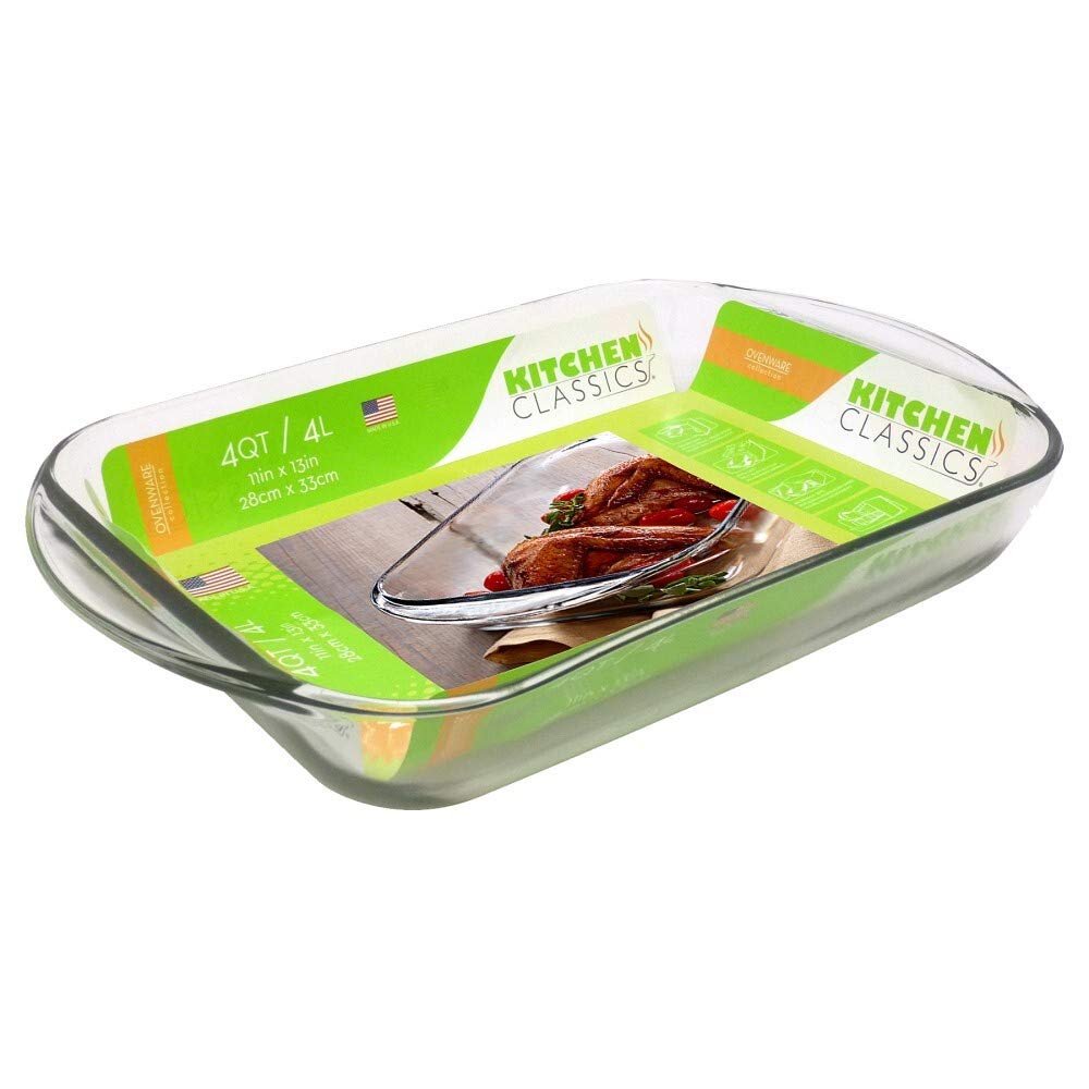 4QT Glass Baking Dish - Oven Safe, Microwave Safe, Freezer Safe - Perfect for Casseroles, Lasagna, Brownies & More - Ideal for Family Dinners, Potlucks & Holiday Baking