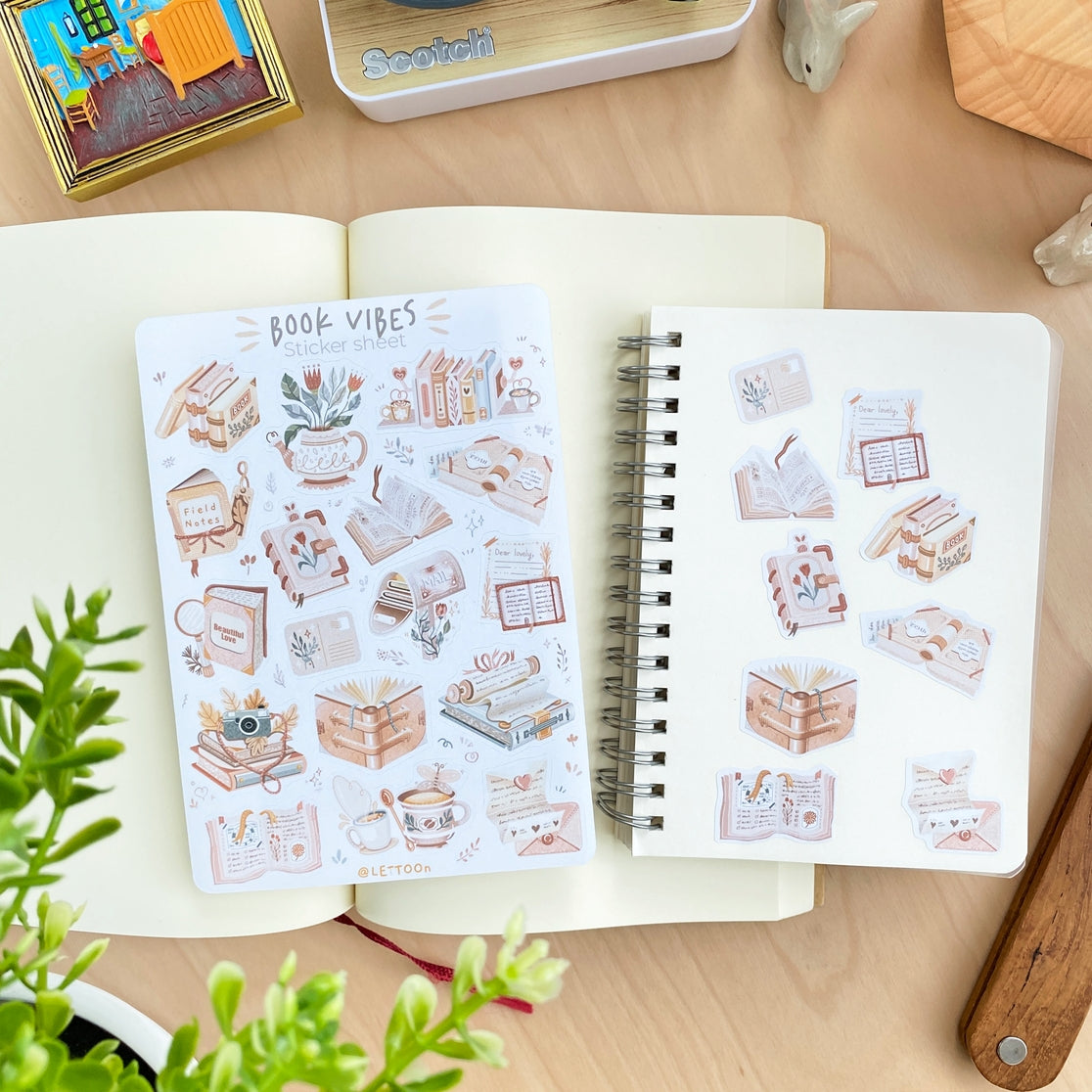 Book Vibes Sticker Sheet - 50+ Unique Decorative Stickers for Journals, Planners & Scrapbooks - Perfect for Book Lovers, DIY Crafts & Gift Giving