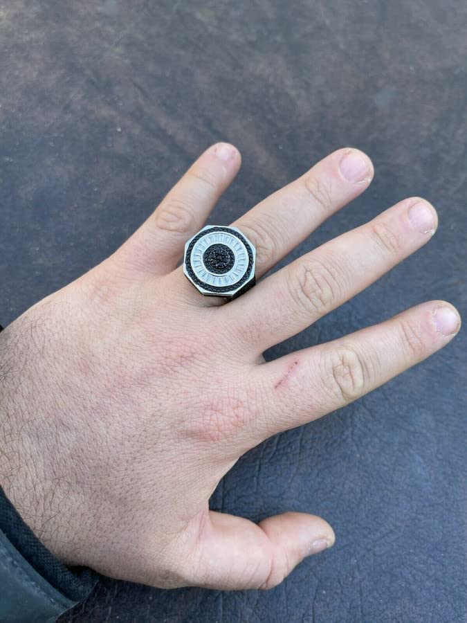 925 Sterling Silver Black CZ Baguette Ring for Men & Women - Iced Octahedral Pinky Hip Hop Jewelry - Perfect for Parties, Gifts & Everyday Fashion