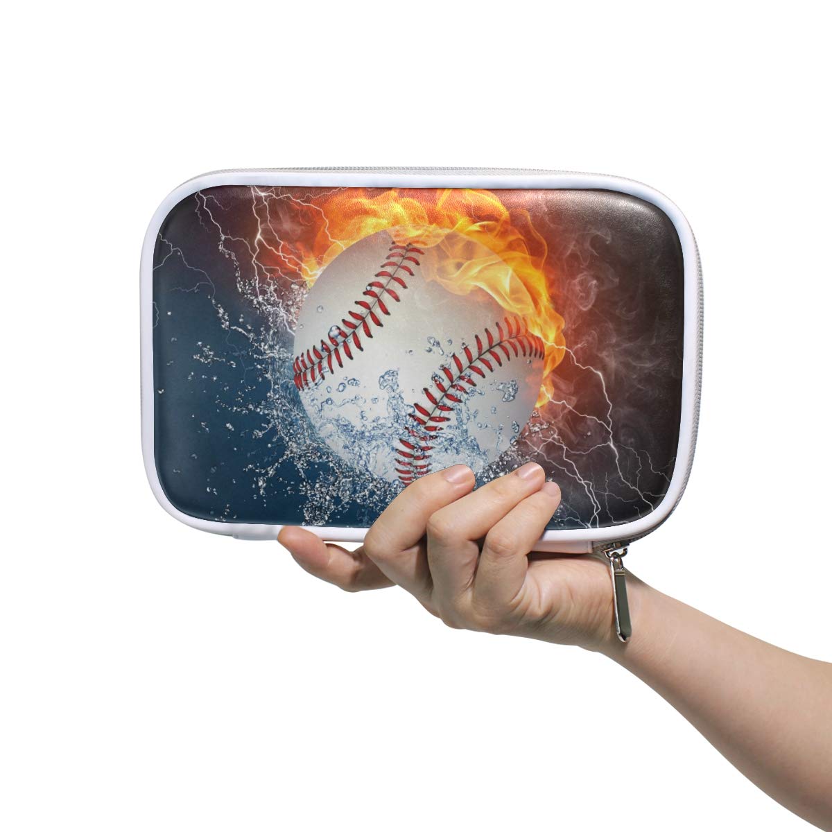 Waterproof Fireproof Sports Baseball Zipper Pencil Case - Large Capacity School Supplies Organizer for Pens, Makeup Brushes & Stationery - Perfect for Students, Artists & Office Use