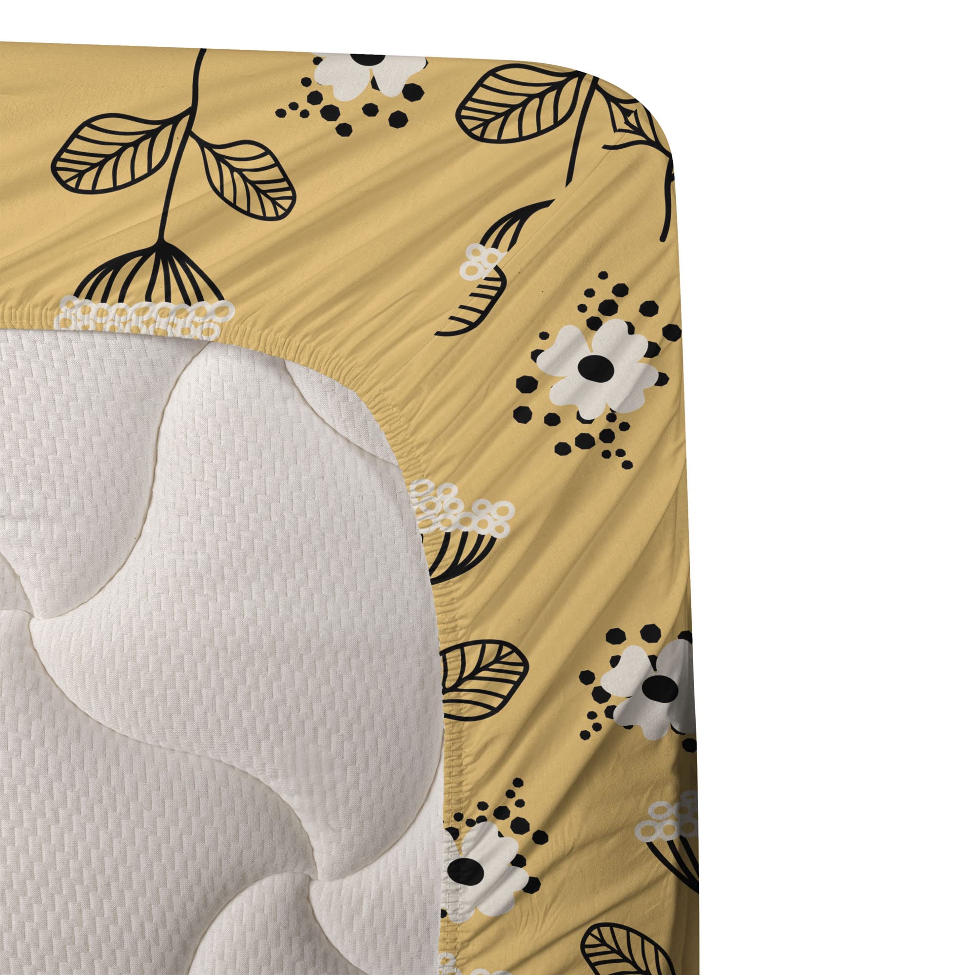 Ambesonne Floral Sheet Set - Hand-Drawn Doodle Flowers & Polka Dots, 4-Piece King Size Bedding Set with Fitted Sheet, Flat Sheet & Pillowcases in Pale Orange Umber - Perfect for Master Bedroom, Guest Room & Bohemian Home Decor