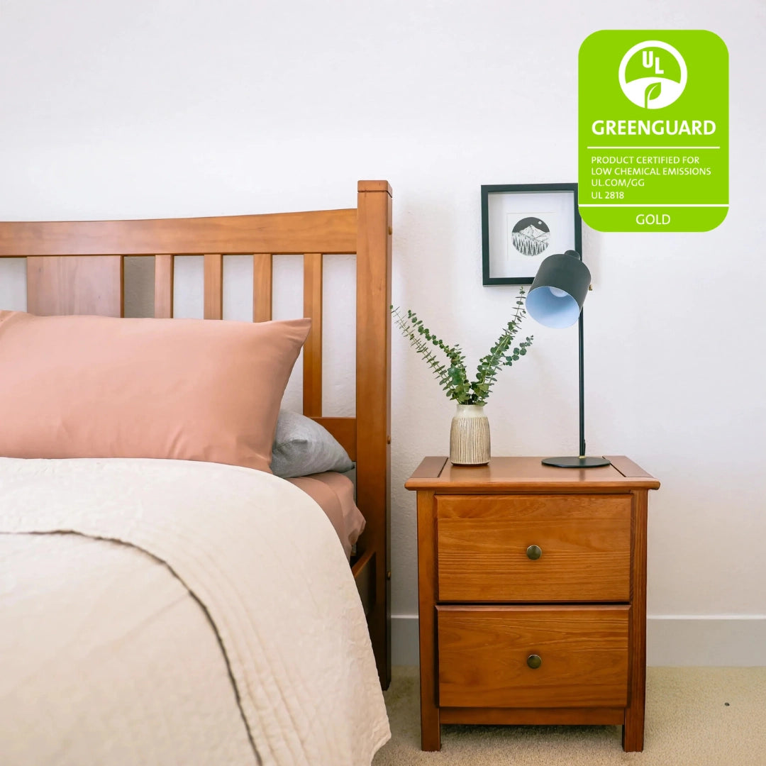 Modern Shaker Slat Platform Bed Frame - Queen Size, Solid Wood, Minimalist Design - Perfect for Bedroom, Guest Room, and Dormitory Use