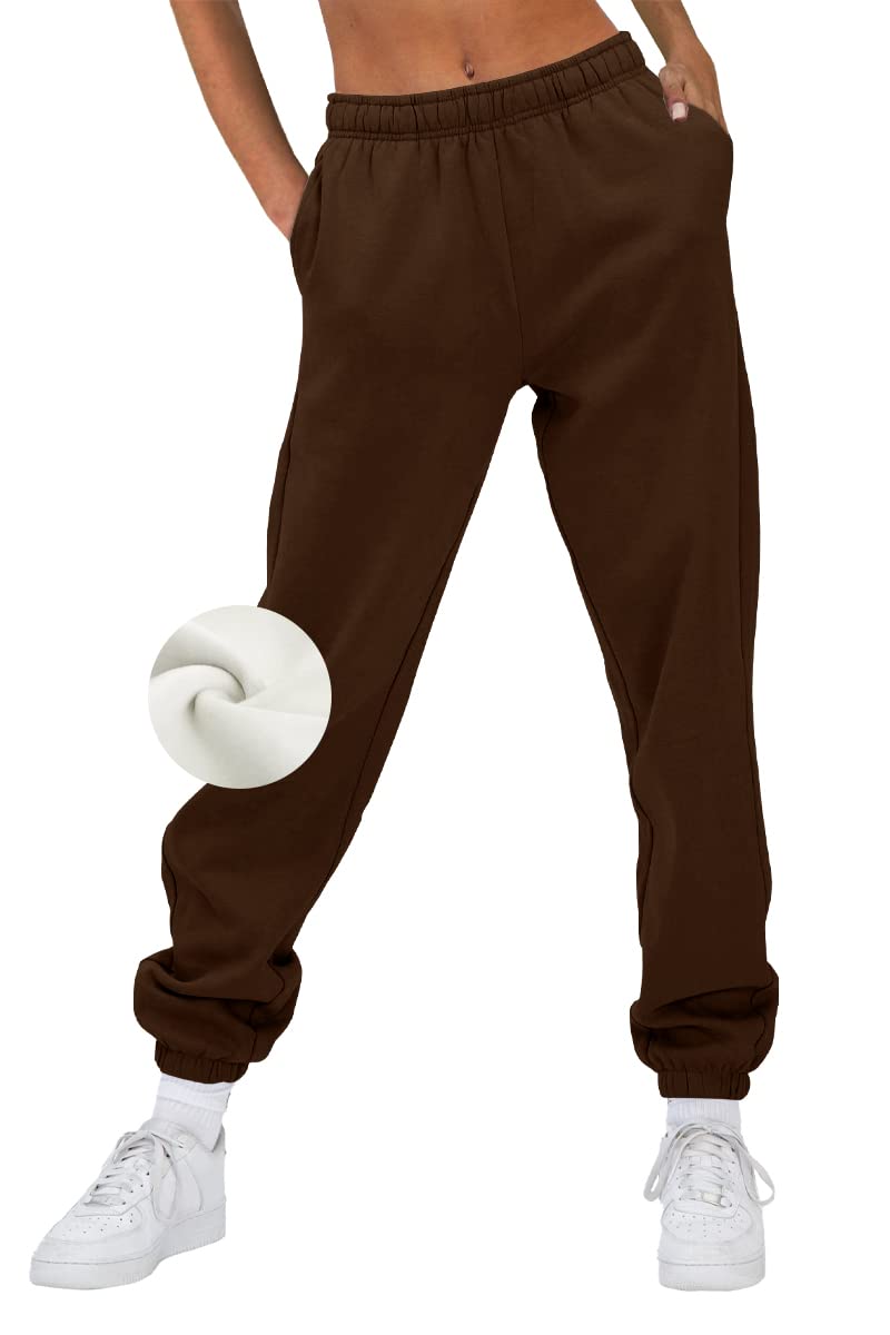 EFAN Women's Fleece Sweatpants - High Waisted Warm Joggers with Pockets, Soft Cotton Lounge Pants for Fall/Winter, Oversized Comfy Pajama Bottoms for Sleeping, Yoga, Home, Travel & Casual Wear