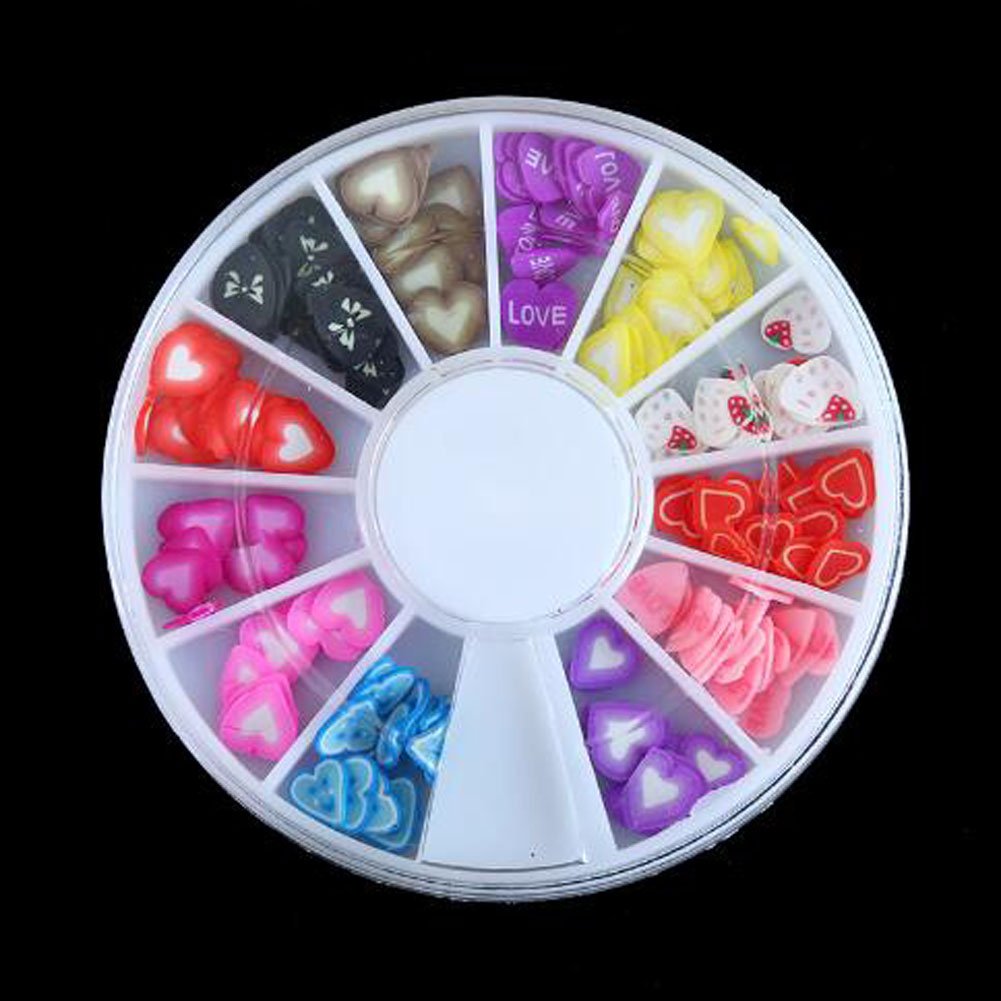 1 Box DIY Heart-Shaped Soft Pottery Nail Charms - Fruit & Food Jewelry Making Accessories for Crafts, Scrapbooking, and Nail Art (Perfect for DIY Gifts, Party Decorations & Fashion Accessories)