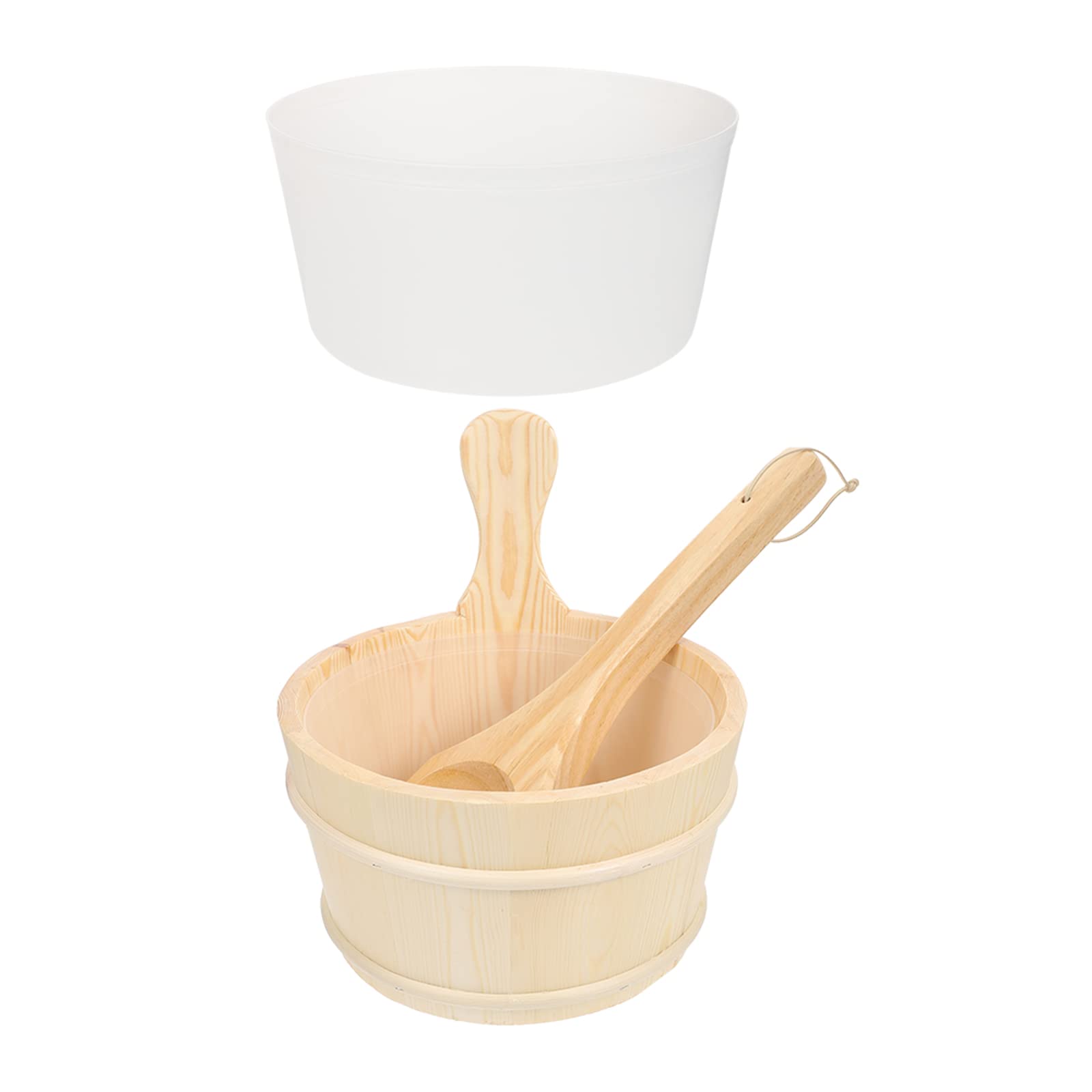 Premium Wooden Sauna Bucket Set with Plastic Liner - Spa & Sauna Accessories for Relaxation, Steam Room, and Home Wellness Retreats